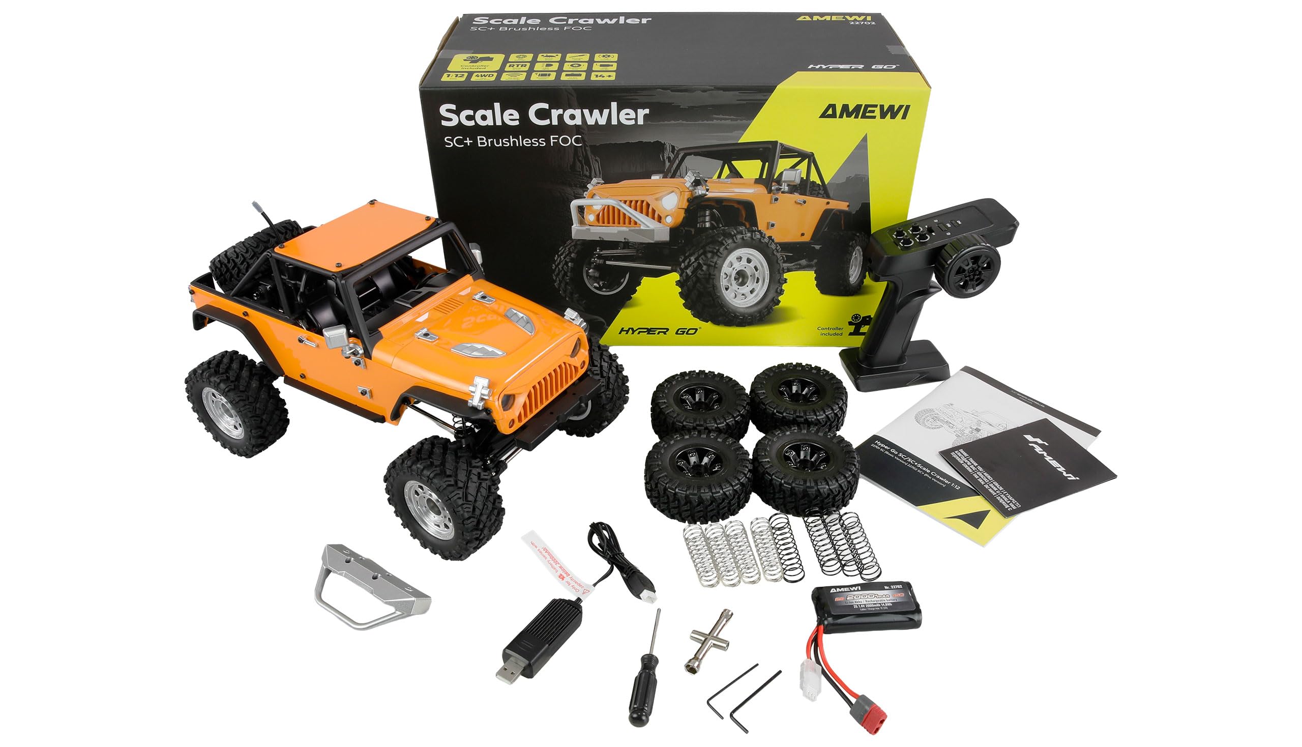 Amewi Hyper Go SC+ Scale Crawler Pro Version brushless FOC 1:12 RTR giallo RC telecomandato