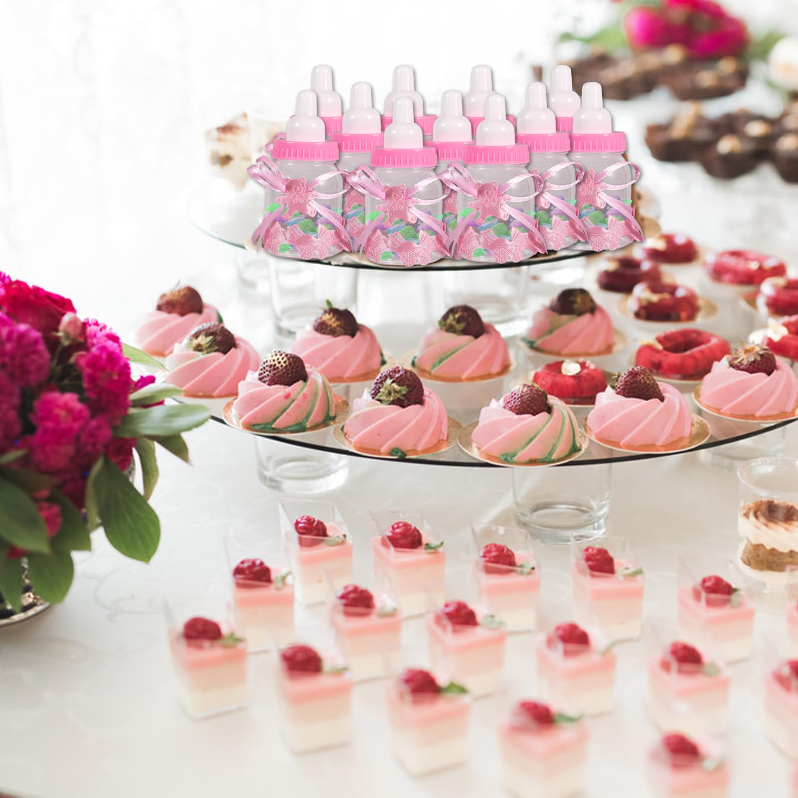 Agatige Lot De 12 Bouteilles Bonbons Bébé Rose Et Bleu - Biberons Cadeau Pour Baby Shower Et Anniversaire Enfants