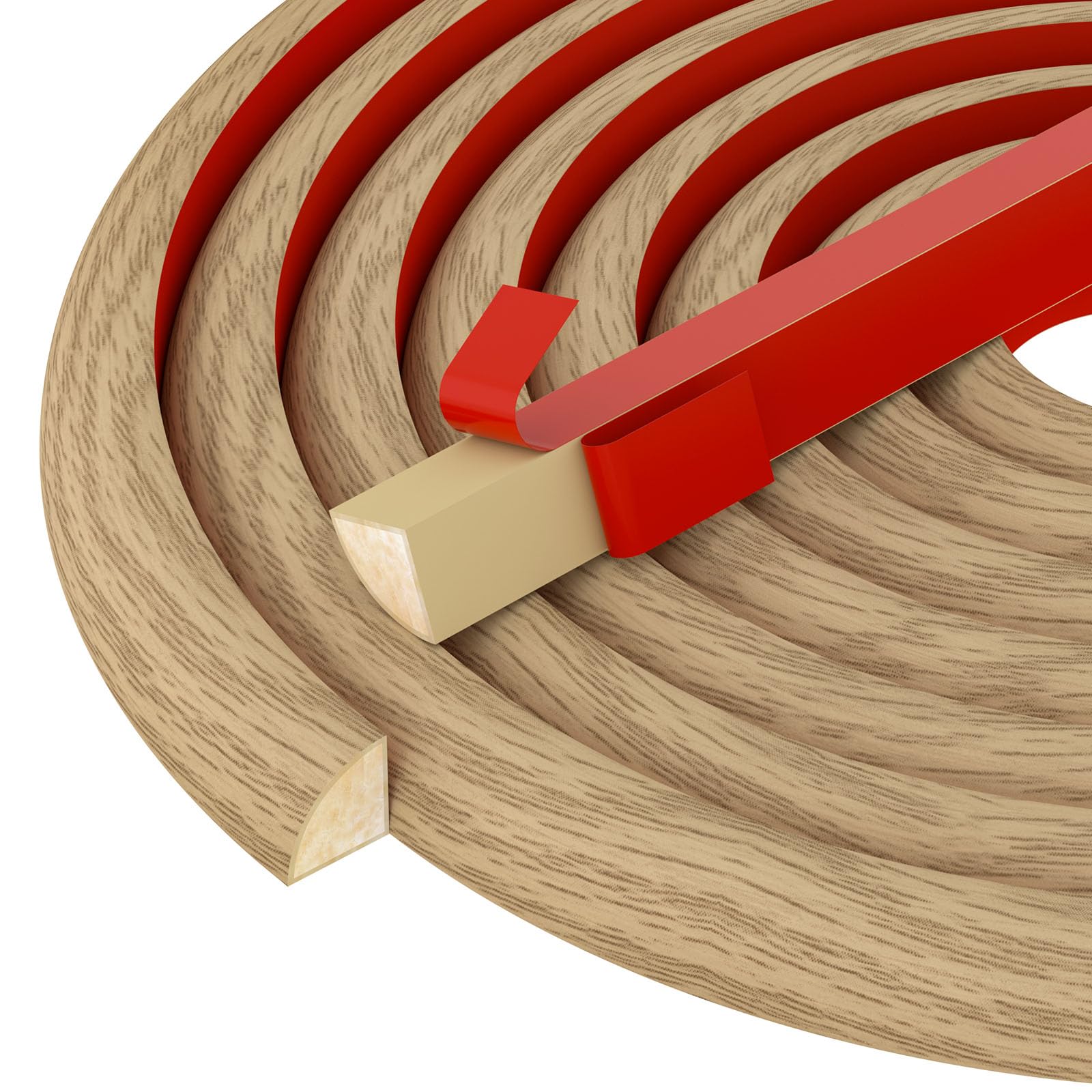 Flexible Quarter Round Molding, Mini Peel and Stick Rubber Trim Moulding(118Inch)
