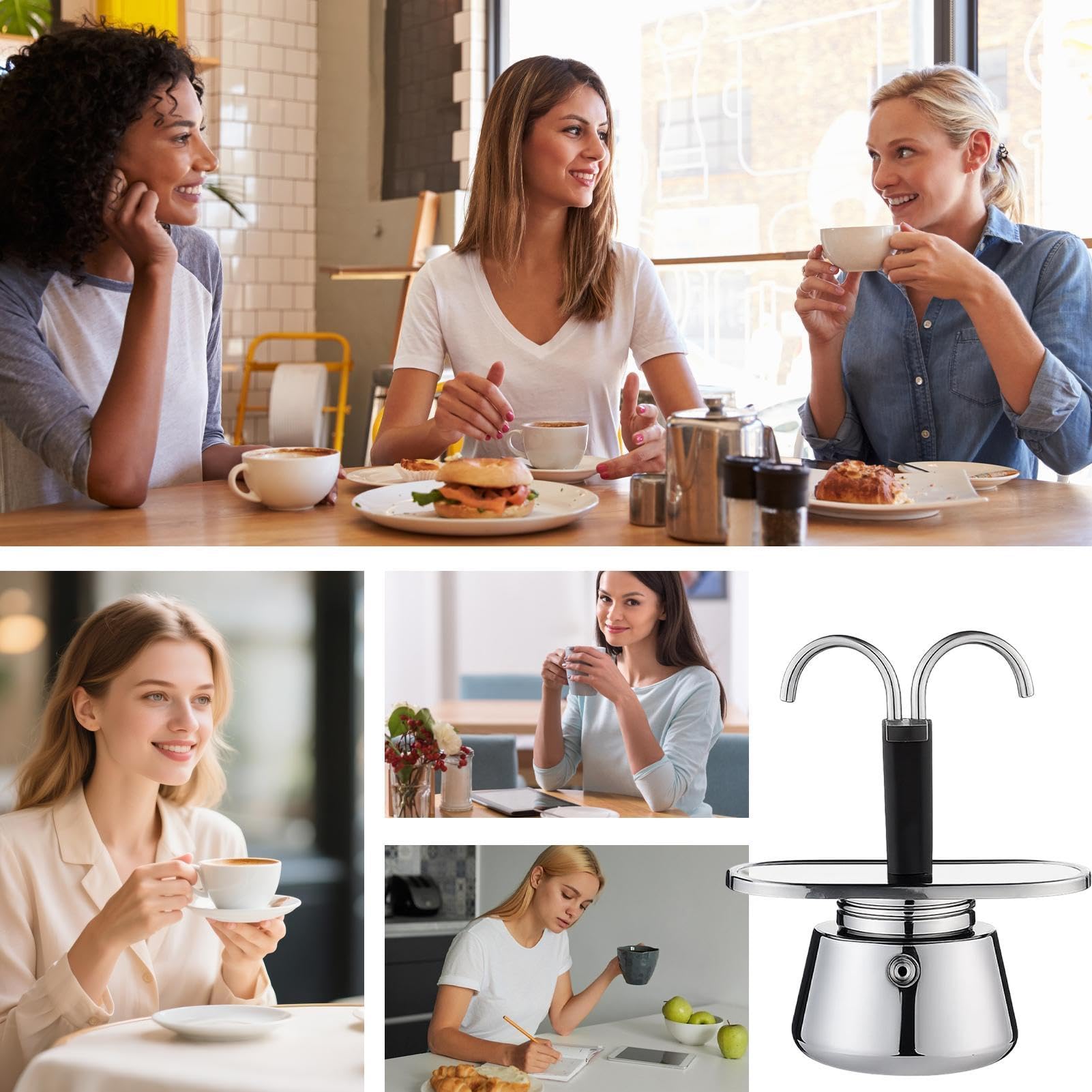 Cafetière portable en acier inoxydable pour cuisinière
