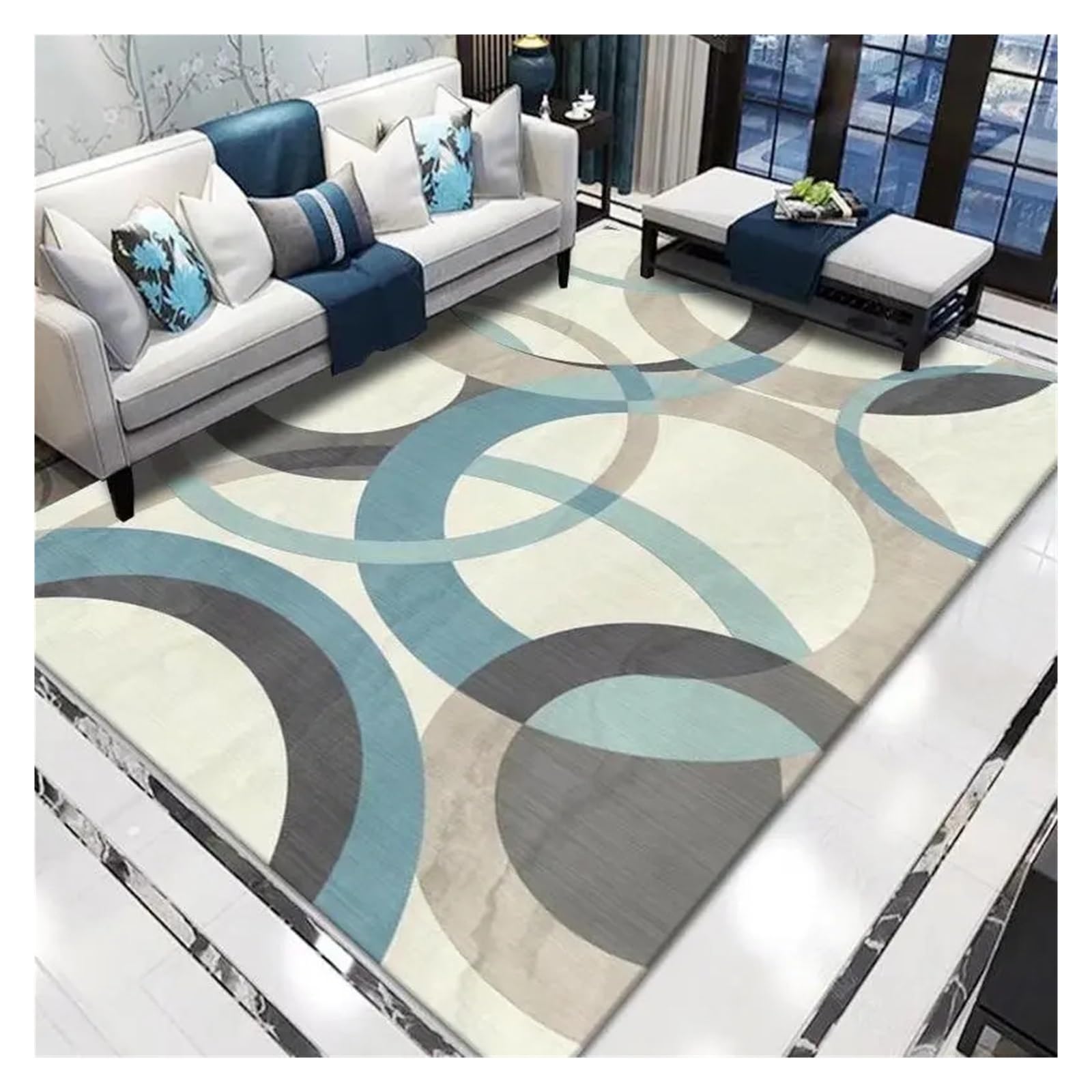Tapis géométrique lavable en flanelle douce avec envers antidérapant 80x160 cm