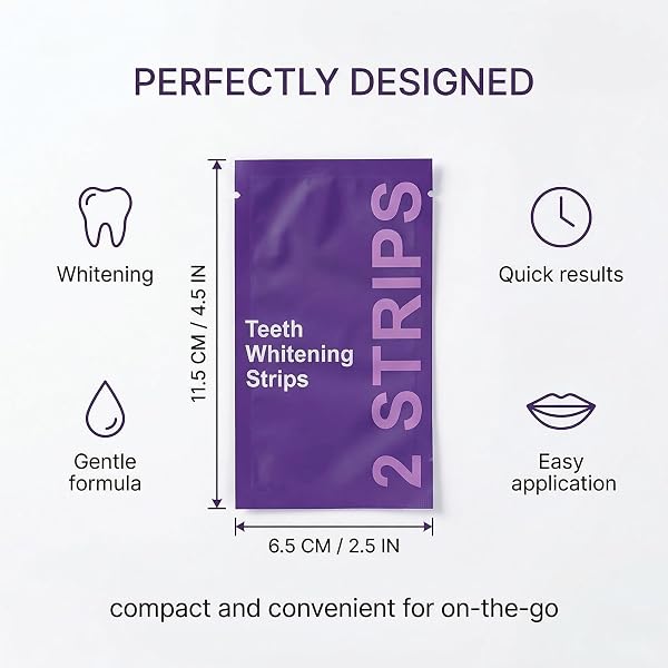 RGKY 14pcs Strisce sbiancanti dei denti viola Strisce sbiancanti 14 trattamenti per smalto sicuro, Teeth Whitening Strips Dall'interno, At-Home Kit sbiancante - Sensitivity Free - 2