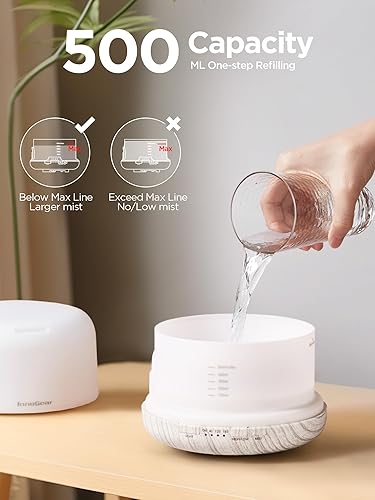 Miniatura 5 de InnoGear Difusor de aceite esencial de 16.9 fl oz con control remoto, difusor ultrasónico de aromaterapia de alta calidad, humidificador de aroma,