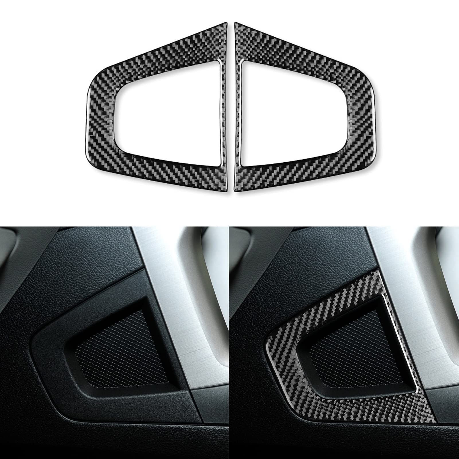 UOADA 2pc Car Central Control Loudspeaker Decal Sound Equipment Sticker Real Soft Carbon Fiber car Interior Compatible with Subaru Forester 2013-2018 Accessories Black