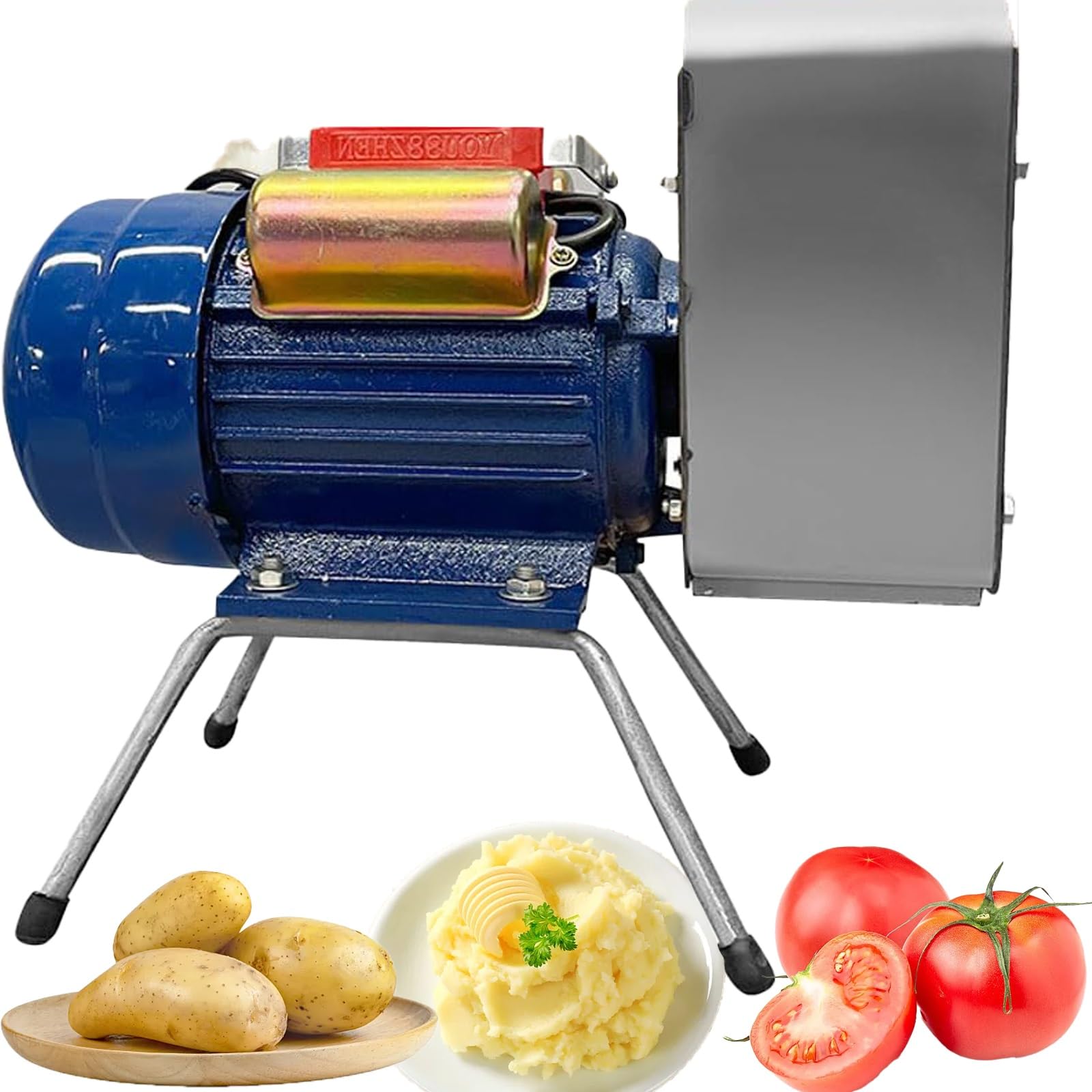 750 W kommerzielle Kartoffelpresse, 20–30 kg/h elektrisches Mahlwerk, Kartoffelstampfer aus Edelstahl mit Mahlwelle und Getriebe, sanft und fein, Kartoffelstampfer für Obst- und Gemüsepüree(110v)
