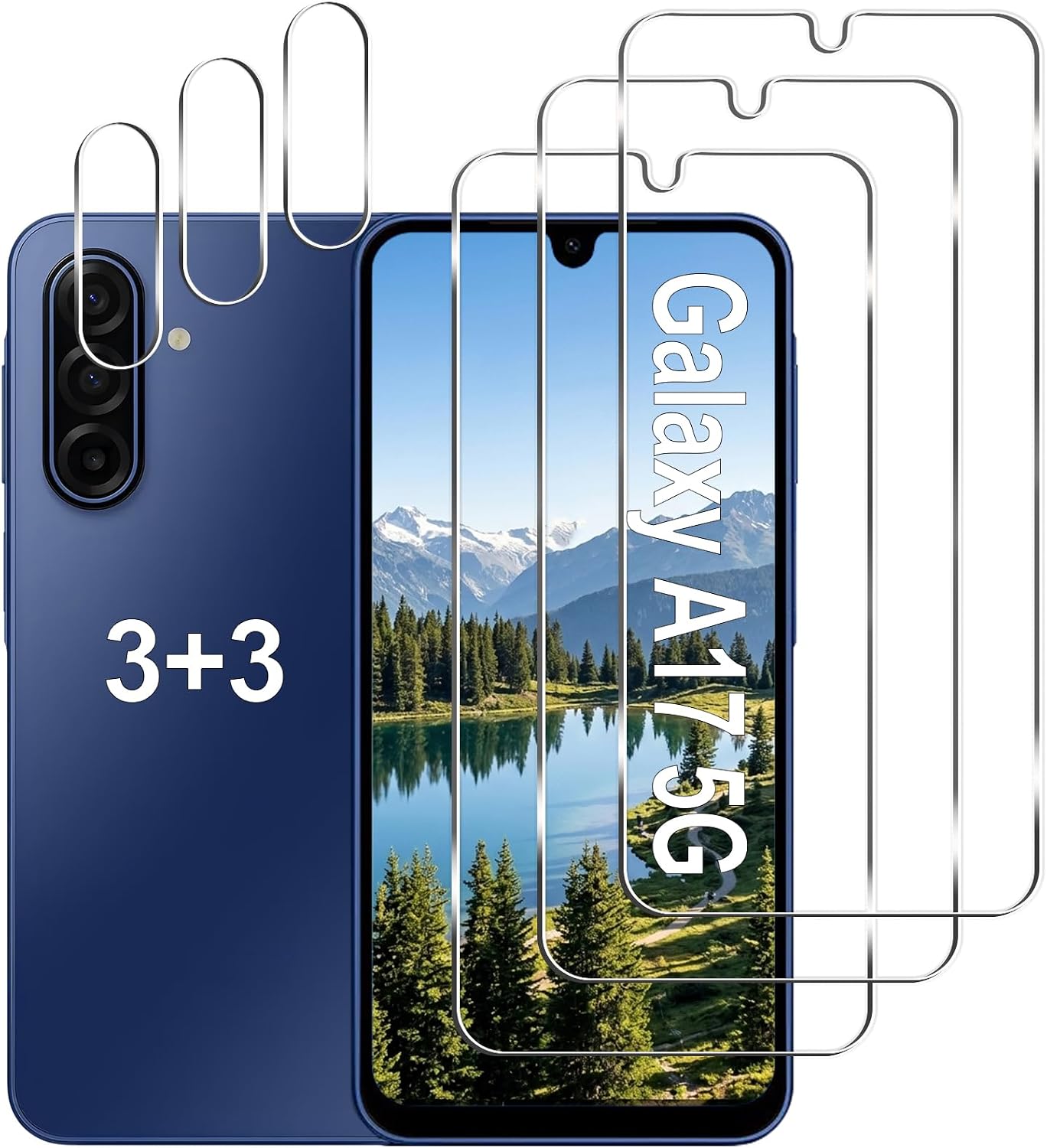 3+3 Pack for Samsung Galaxy A17 5G Screen Protector + Camera Lens Protector
