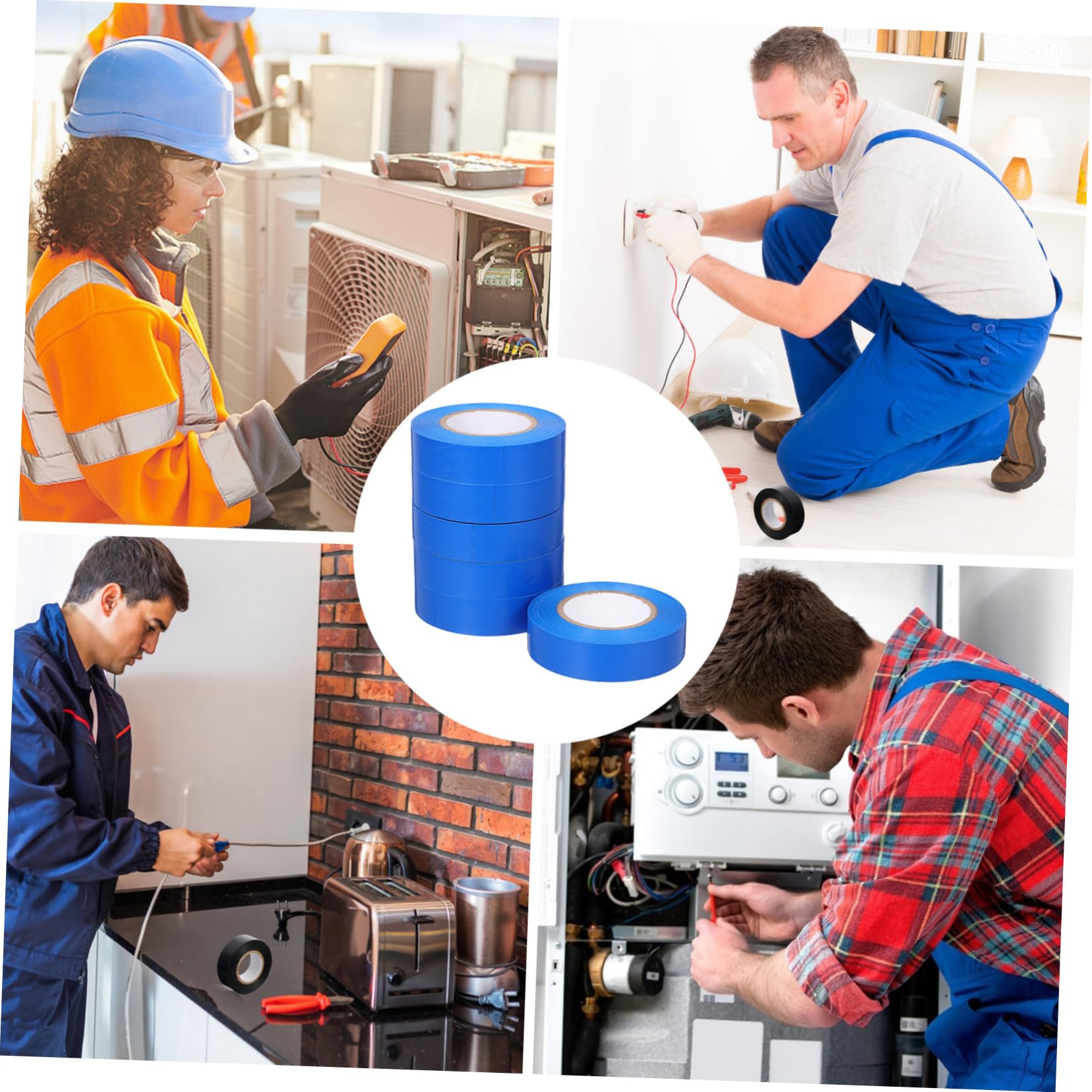 Striscia isolante in gomma, 6 rotoli di nastri elettrici multifunzionali Nastro isolante for elettricisti for l'avvolgimento cavi(Blue)