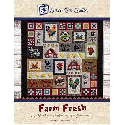 Lunch Box Quilts Farm Fresh Applique Machine Embroidery CD Pattern
