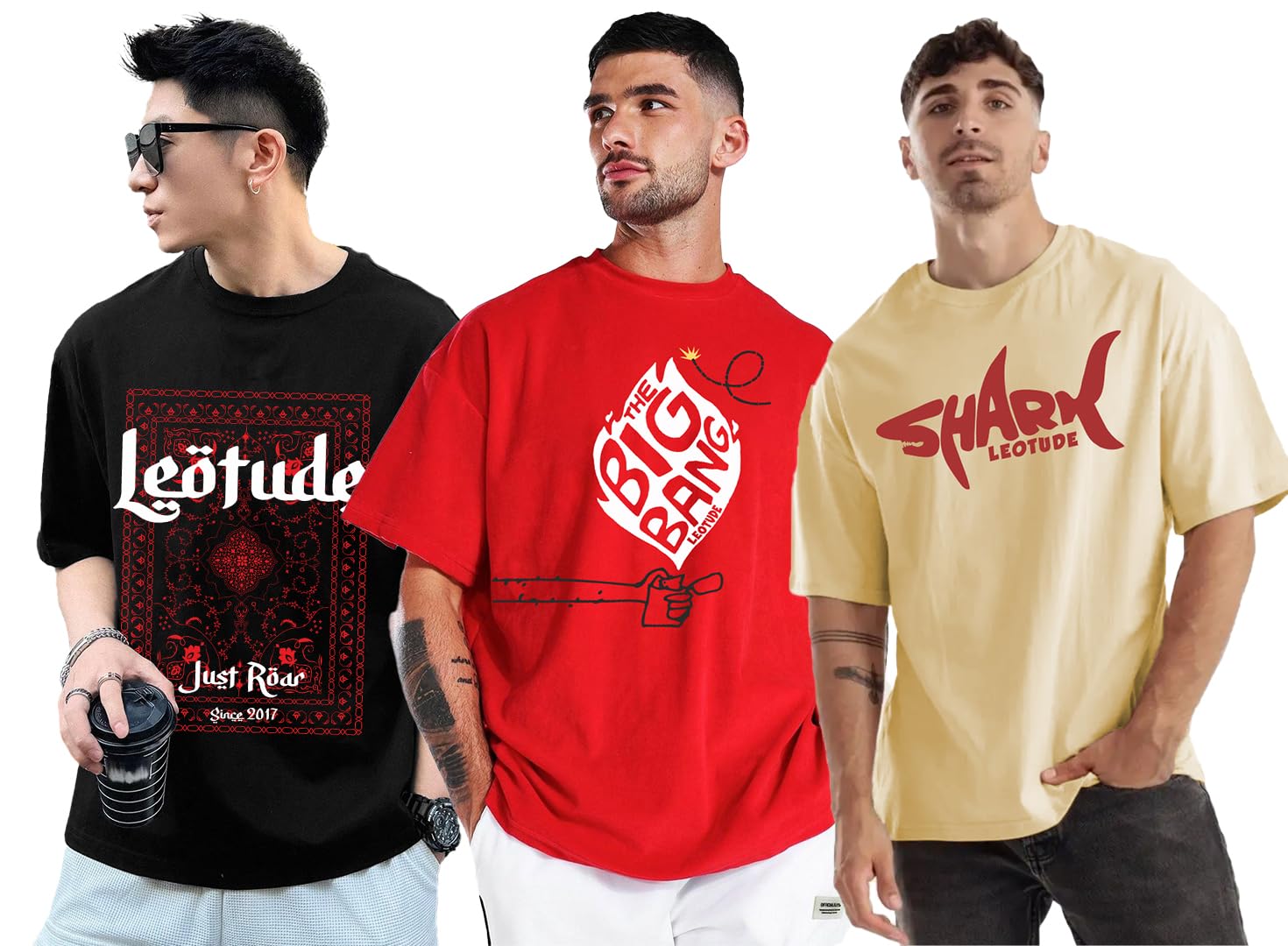 leotude Men's Trendy Oversized Round Neck Printed T-Shirt Combo (Pack of 3)-picture-35