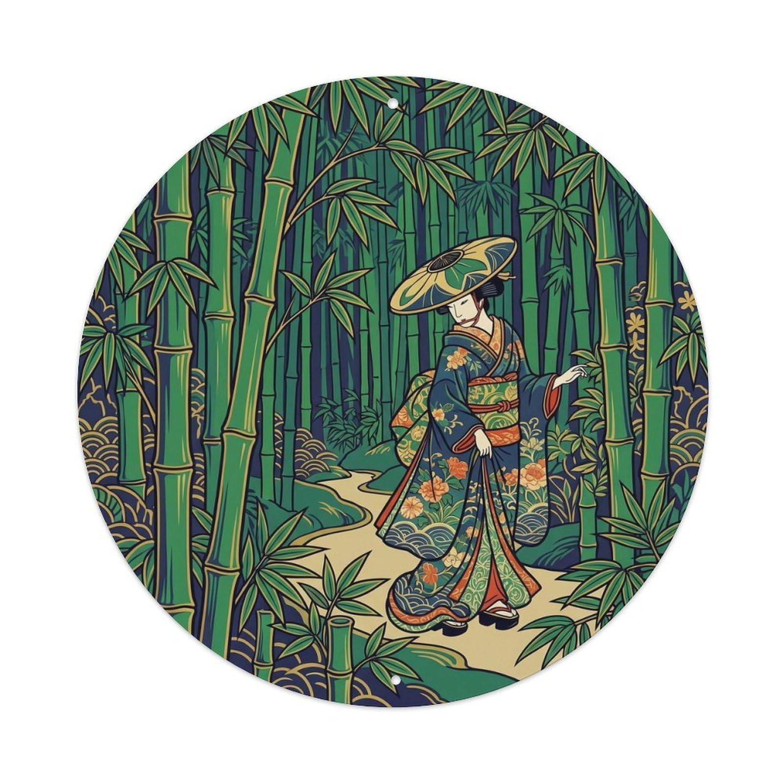Tgrcjimh Style Metal Tin Sign Japanese Bamboo Forest Deep Dense