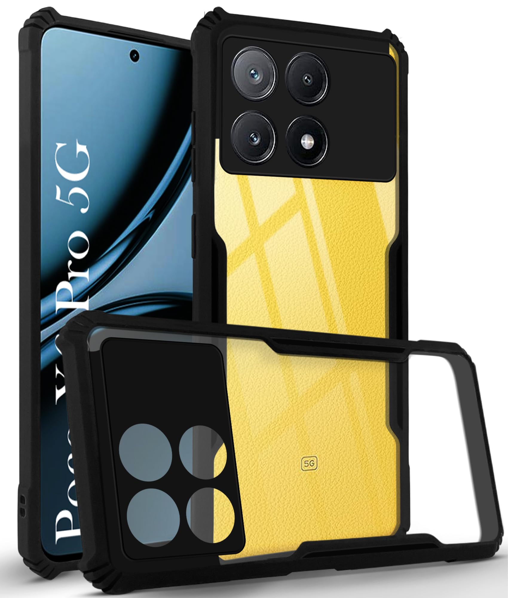 Jkobi Back Cover Case for Poco X6 Pro 5G (Shockproof with Polycarbonate Clear Panel | Professional Black) (B0D42138M6) Amazon Price History, Amazon Price Tracker