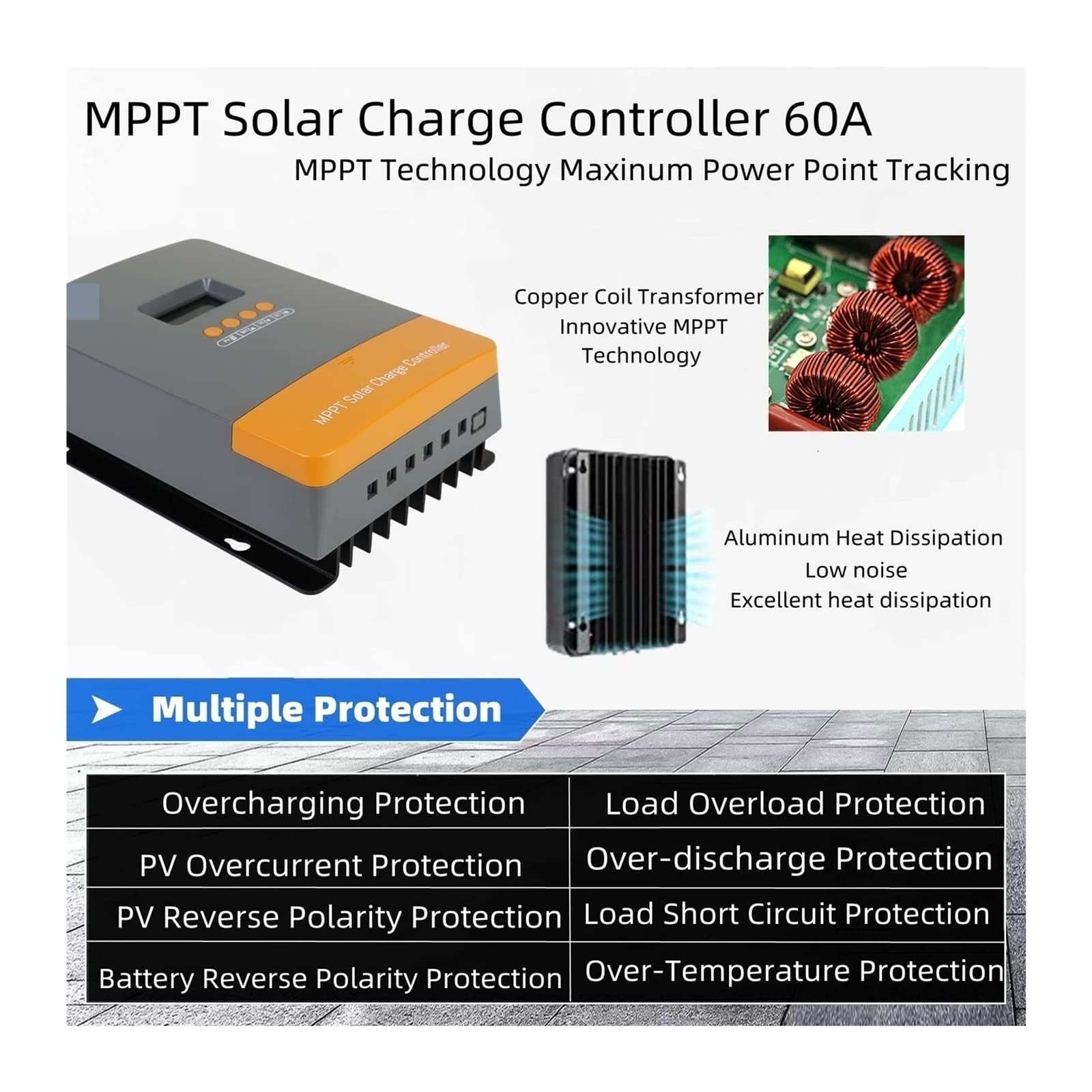 MPPT 60A kontroler ładowarki słonecznej 12V 24V 36V 48V z regulatorem LCD Blacklight Max wejście PV 160VDC obsługa baterii litowej