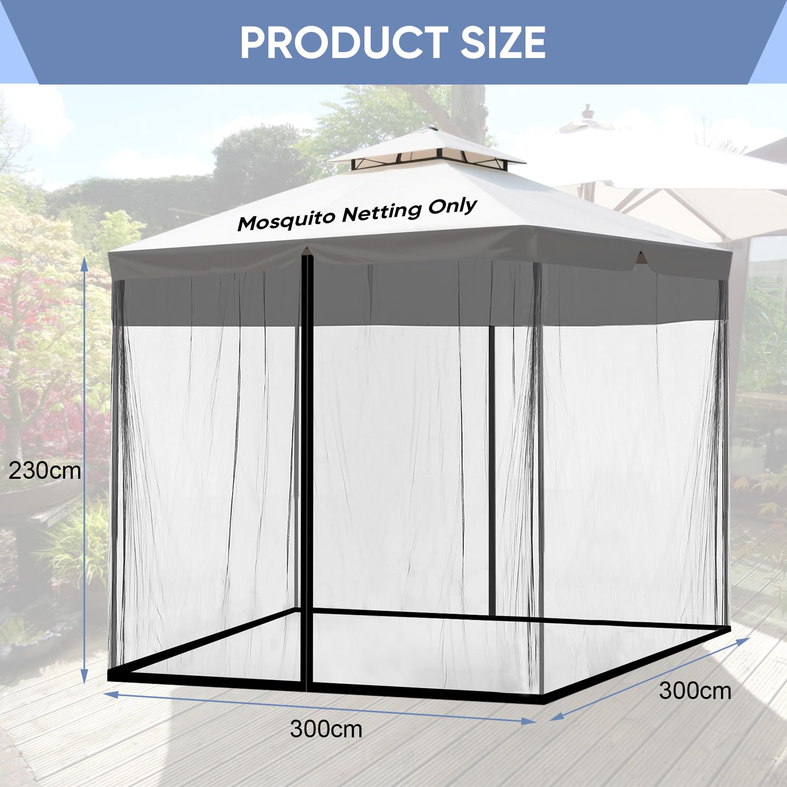 OKSTENCK Terrassen-Schirmnetz – 10x7,5 Ft Insektenschutz Für Sonnenschirme
