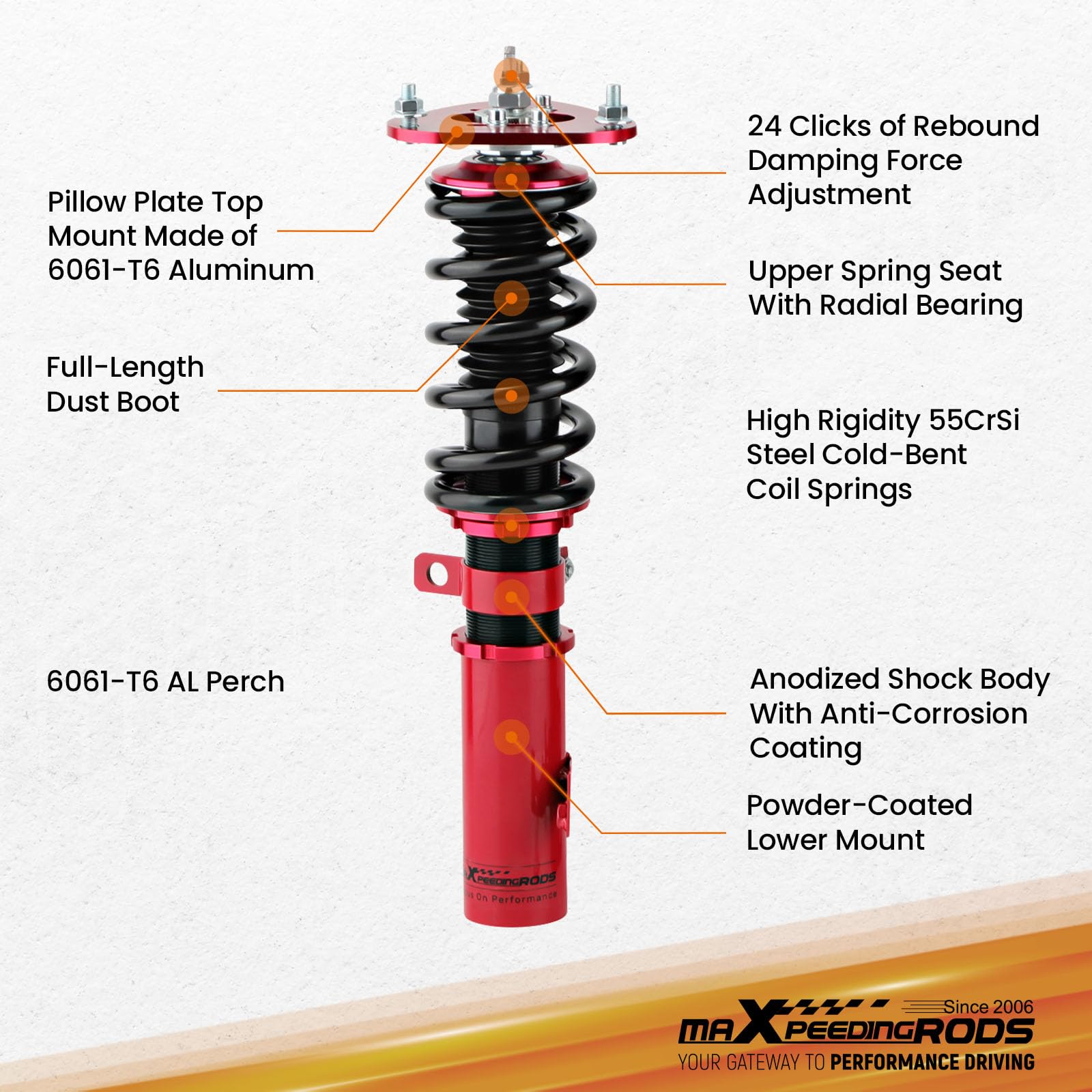 maXpeedingrods Ammortizzatore regolabile a 24 vie per Toyota Celica 1,8 VVT-i T-Sport 2000-2004