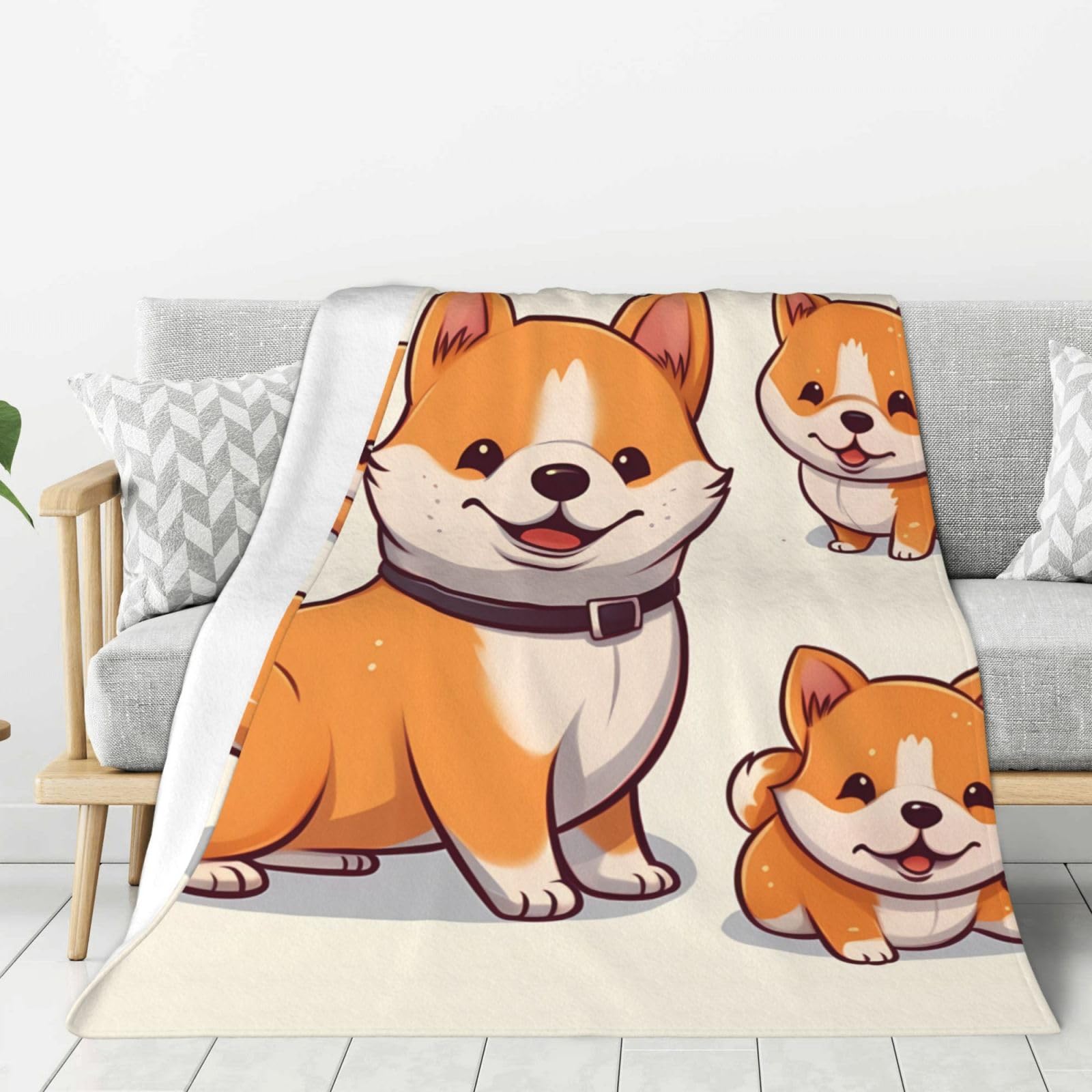 Couverture Shiba Inu légère pour des soirées cocooning sur le canapé