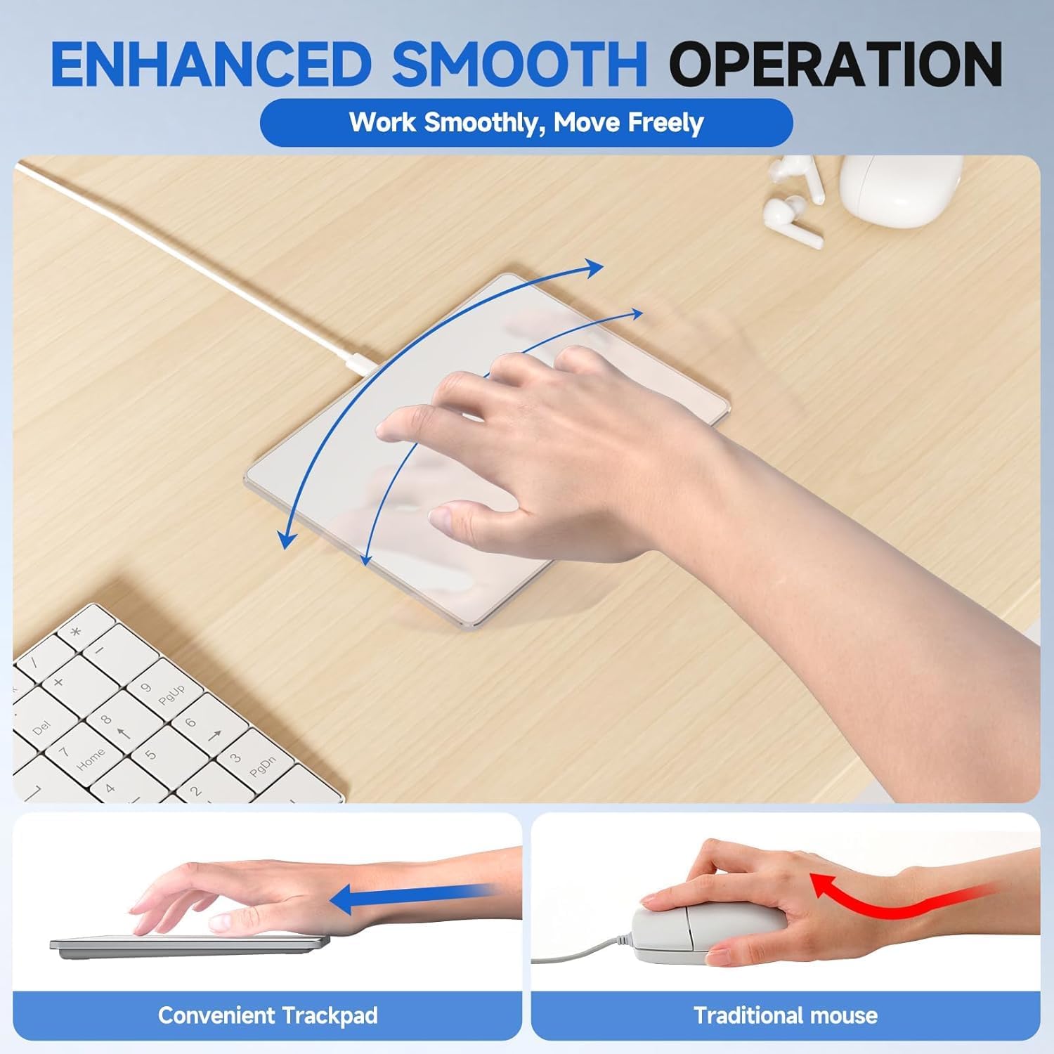 Wired Trackpad for Windows 10/11 – High-Precision Multi-Touch Portable Touchpad Mouse with Multi-Gesture, Ultra-Slim Aluminum Design, Compatibility for PC, Laptop, and Desktop Computers (Black)