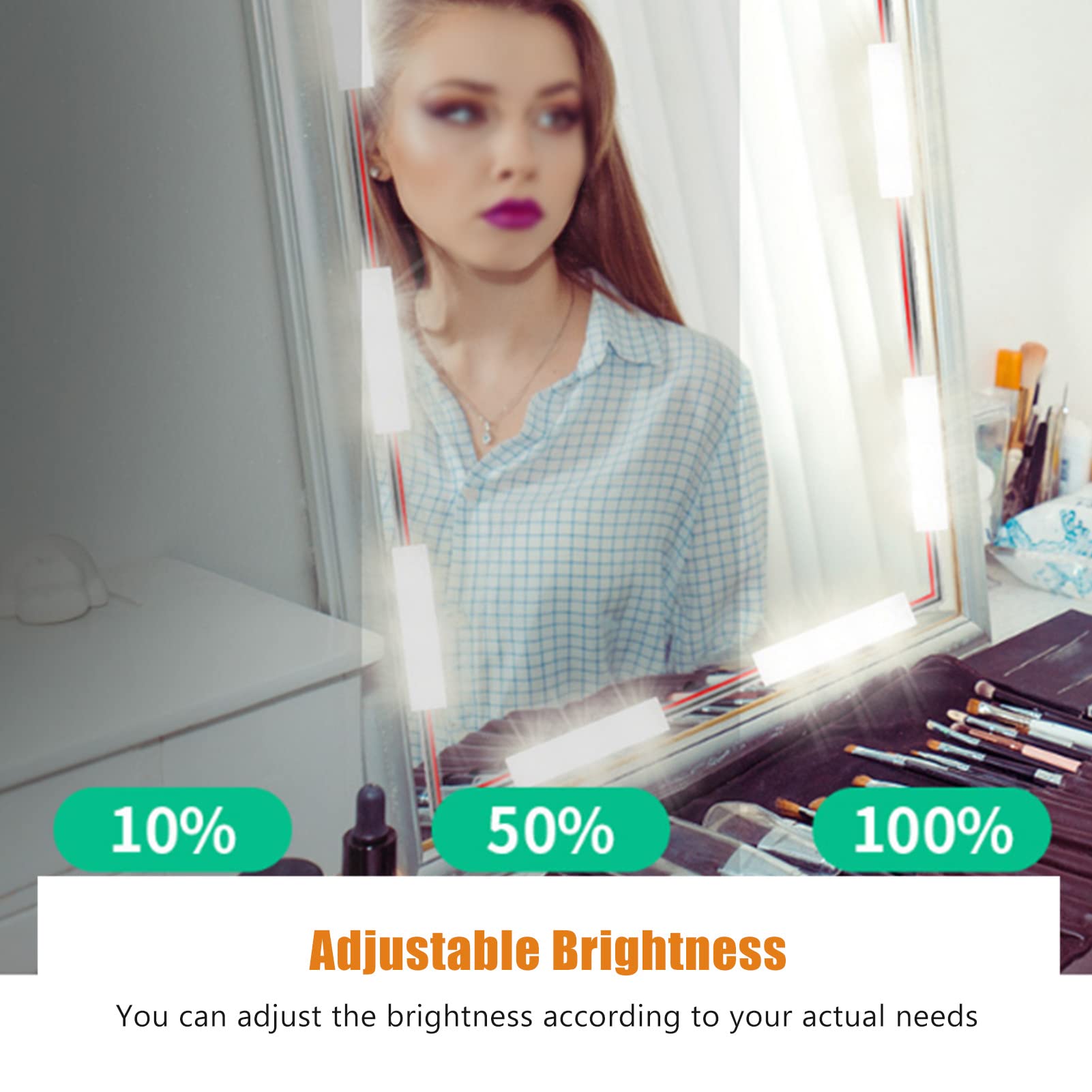 Kit Luci LED Per Specchio Da Toeletta Stile Hollywood - Luci Regolabili Con USB Per Trucco - Foto 11