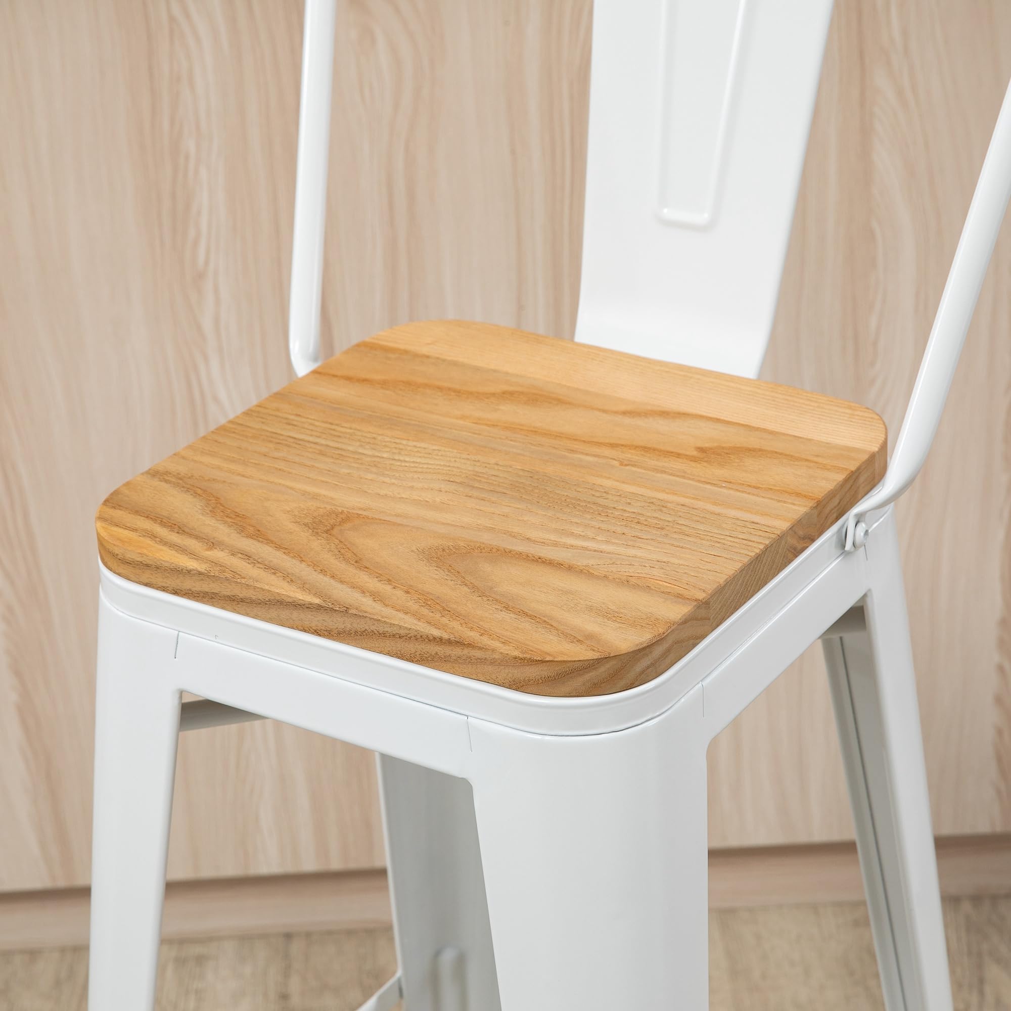 HOMCOM Tabourets de Bar Empilables avec Dossier Lot de 4 76 cm Blanc