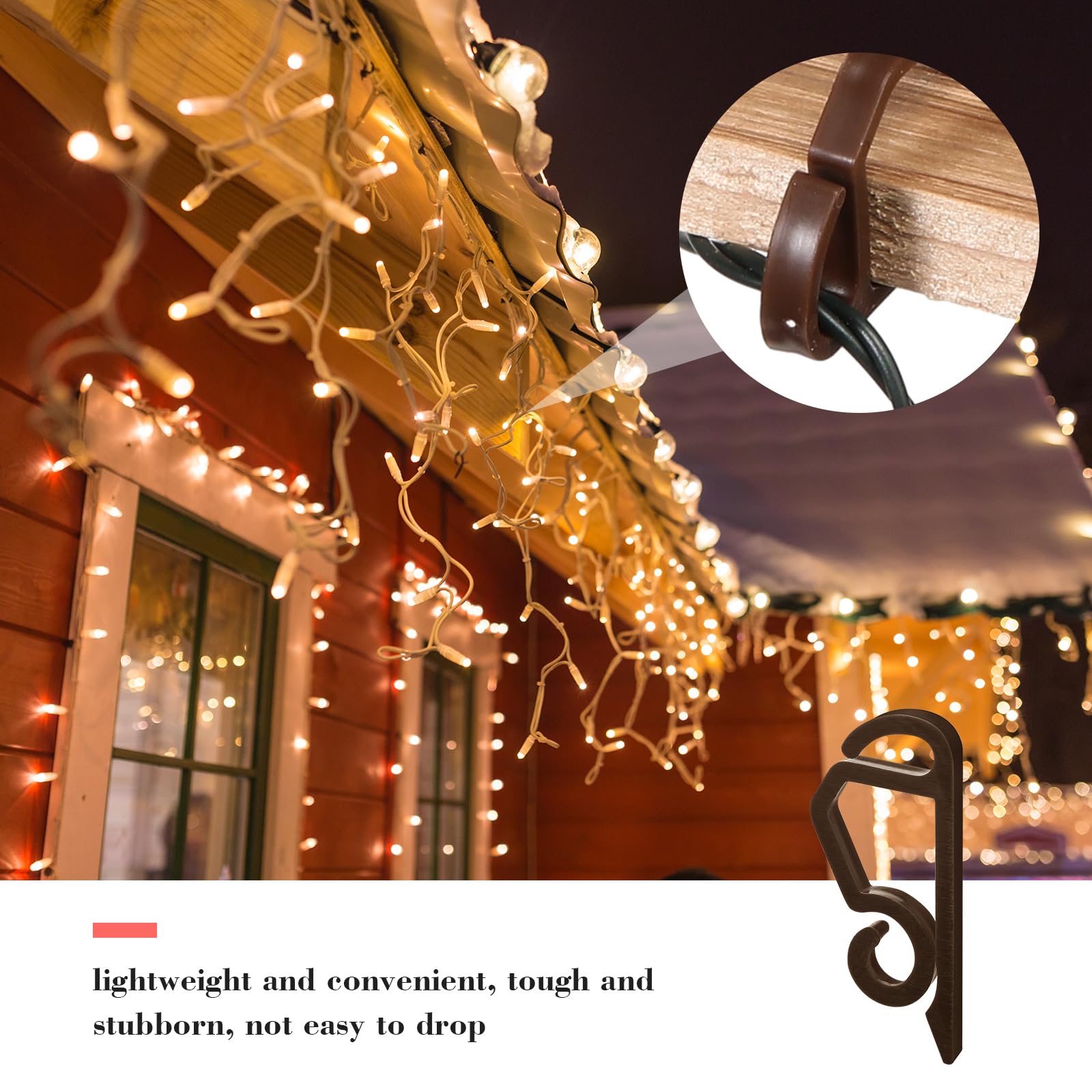 Ganchos Luces Navidad 80 Ganchos Para Canalones 100 Bridas - Ideales Para Luces Navideñas - Plástico Resistente (color Negro) Ganchos Para Luces Exteriores