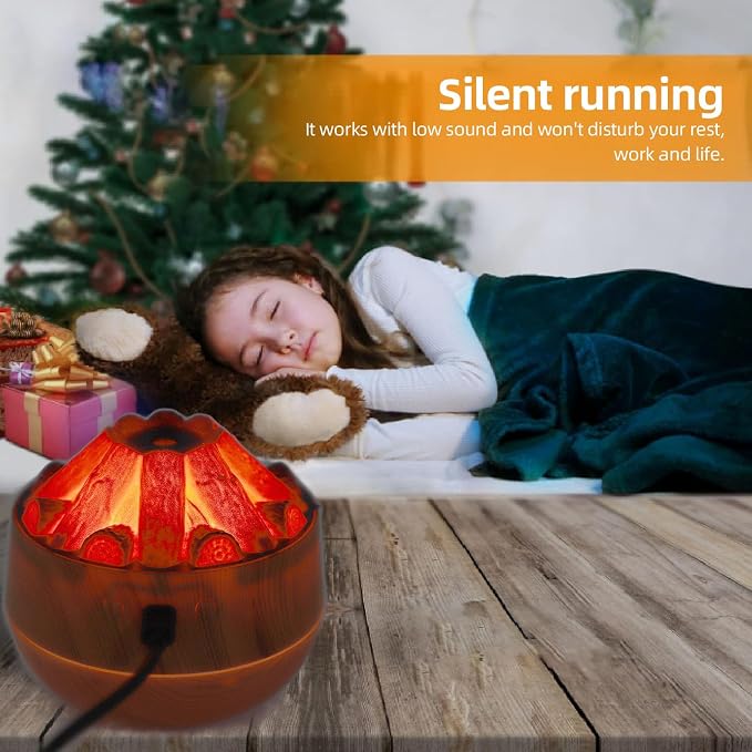 TOPINCN Eessential Oil Diffuser, 300ml Aromatherapy Volcano Diffuser with Fire Effect, Portable Flame Air Diffuser, Dual Function Bonfire Humidifier for Home, Yoga, Bedroom miniatura 3