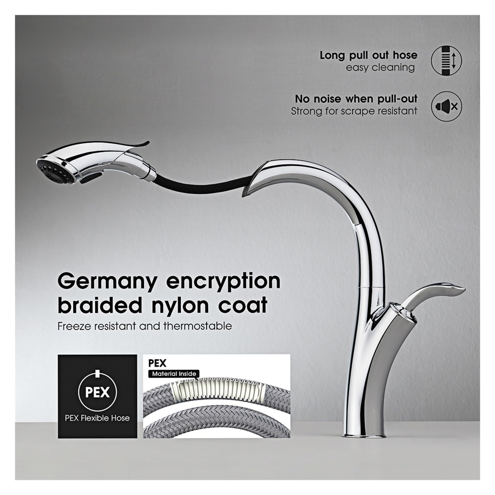 LAMGUL Grifo Grifo de Cocina de Lujo - Diseño extraíble Control único Manija única Frío y Caliente Control Dual Grifo para Fregadero de latón Grifos Grifo de Agua
