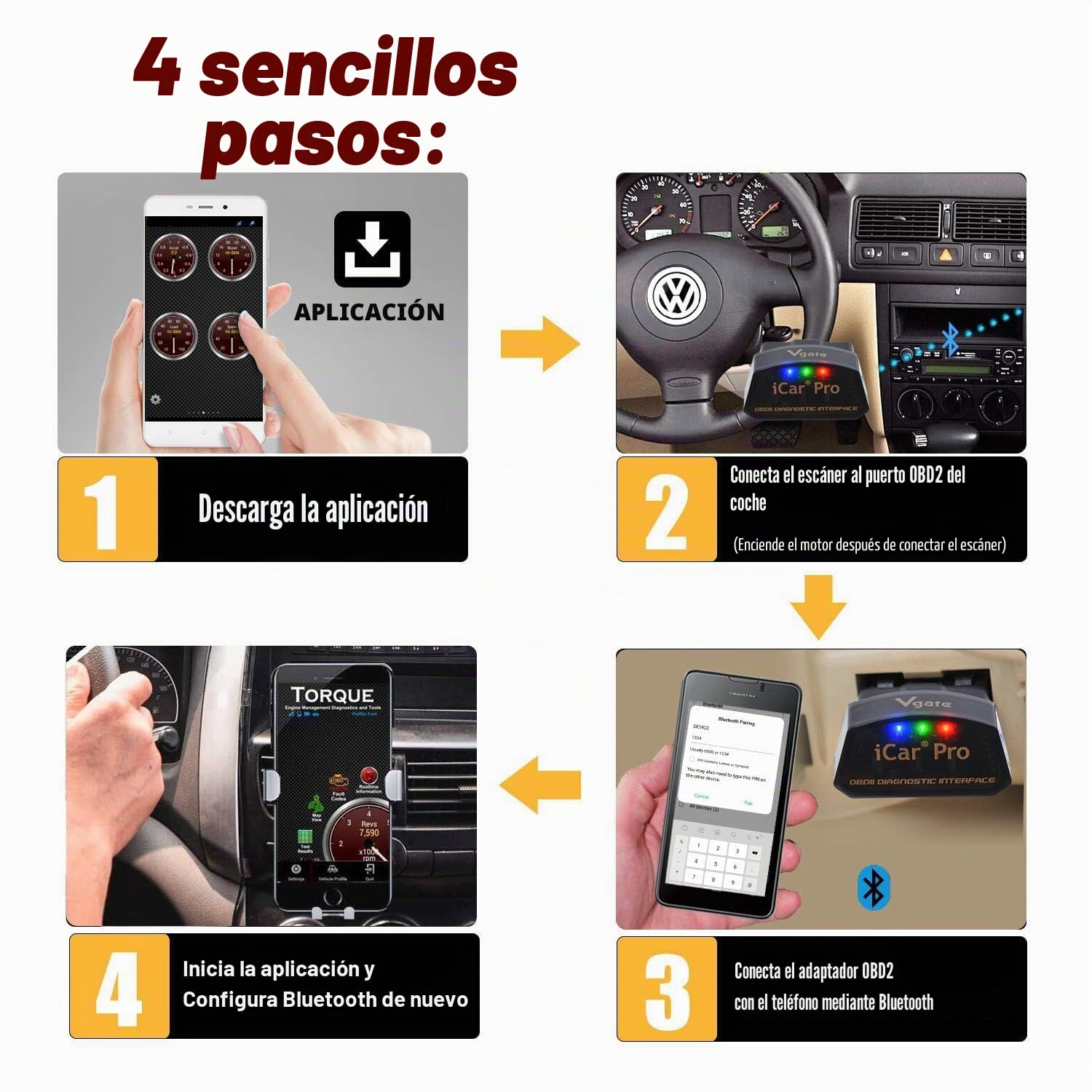Vgate iCar Pro Bluetooth 4.0 (BLE) OBD2 Fault Code Reader OBDII Code Scanner Car Check Engine Light para iOS/Android | Lector de código de falla, OBDII, luz de comprobación de motor de coche, compatible con iOS/Android