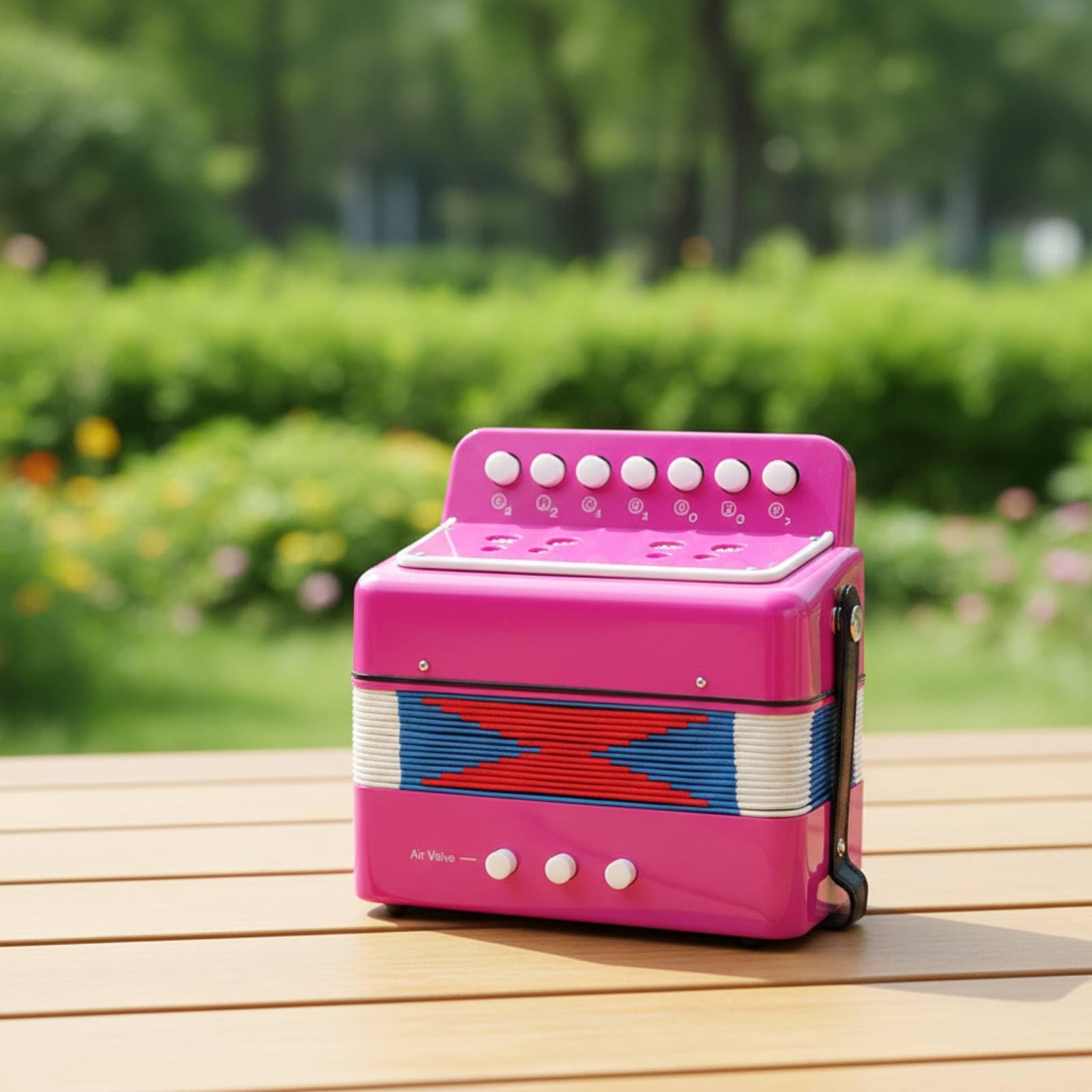 kowaku Accordéon à 7 Touches sans Pile Accordéon Jouet Compact Instrument Musique pour Enfants, École , Rose