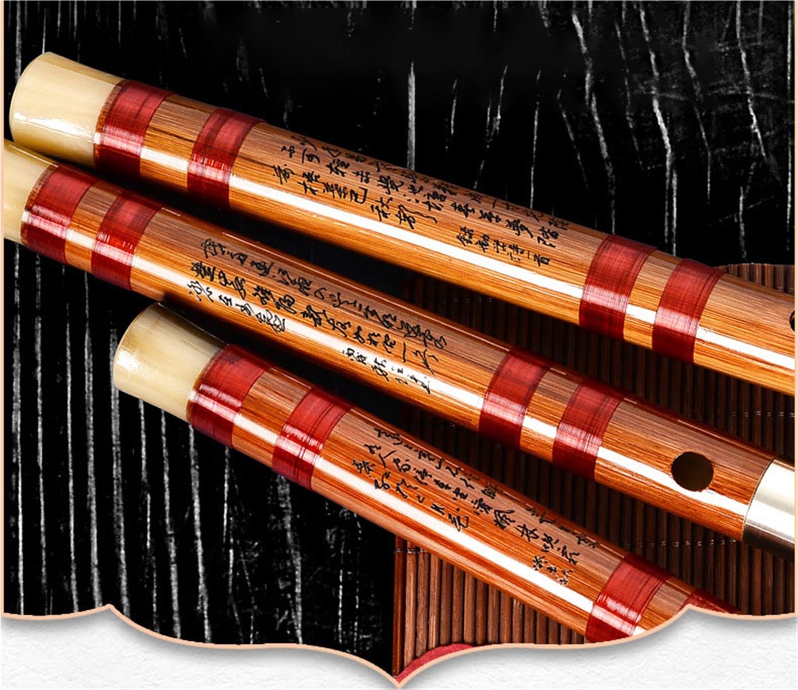 Flauto traverso per principianti in bambù amaro Strumento professionale multitono Livello di prestazione Doppio inserto Flauto Bambù Professionale(E tone+velvet bag)