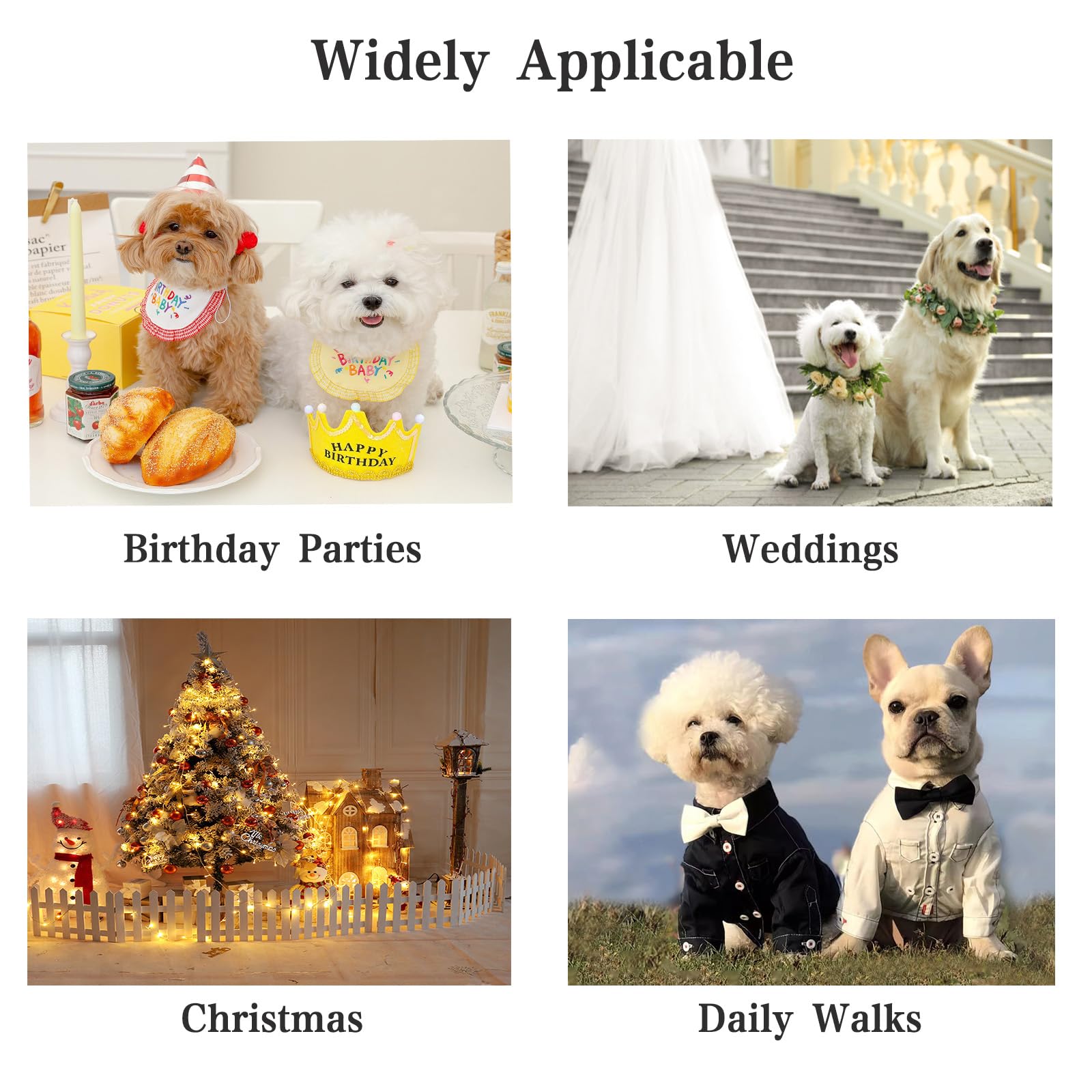 Dog Tuxedo Suit, Formal Pet Shirt Costume Wedding Attire with Black Bow Tie, Pet Outfit Apparel for Small Dogs Cats (Black, Medium) - Image 4