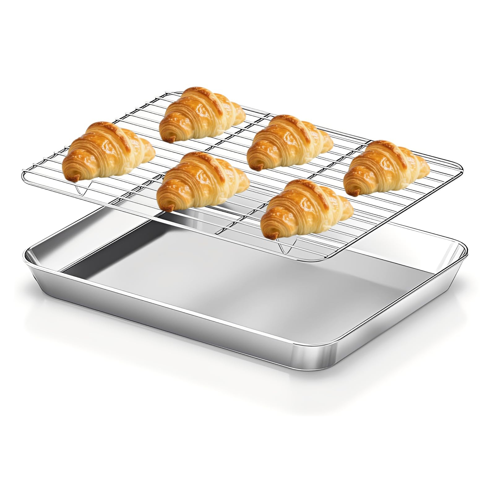 Grilles pour cuisson au four et plaque inox rectangulaire anti-déformation 40cm