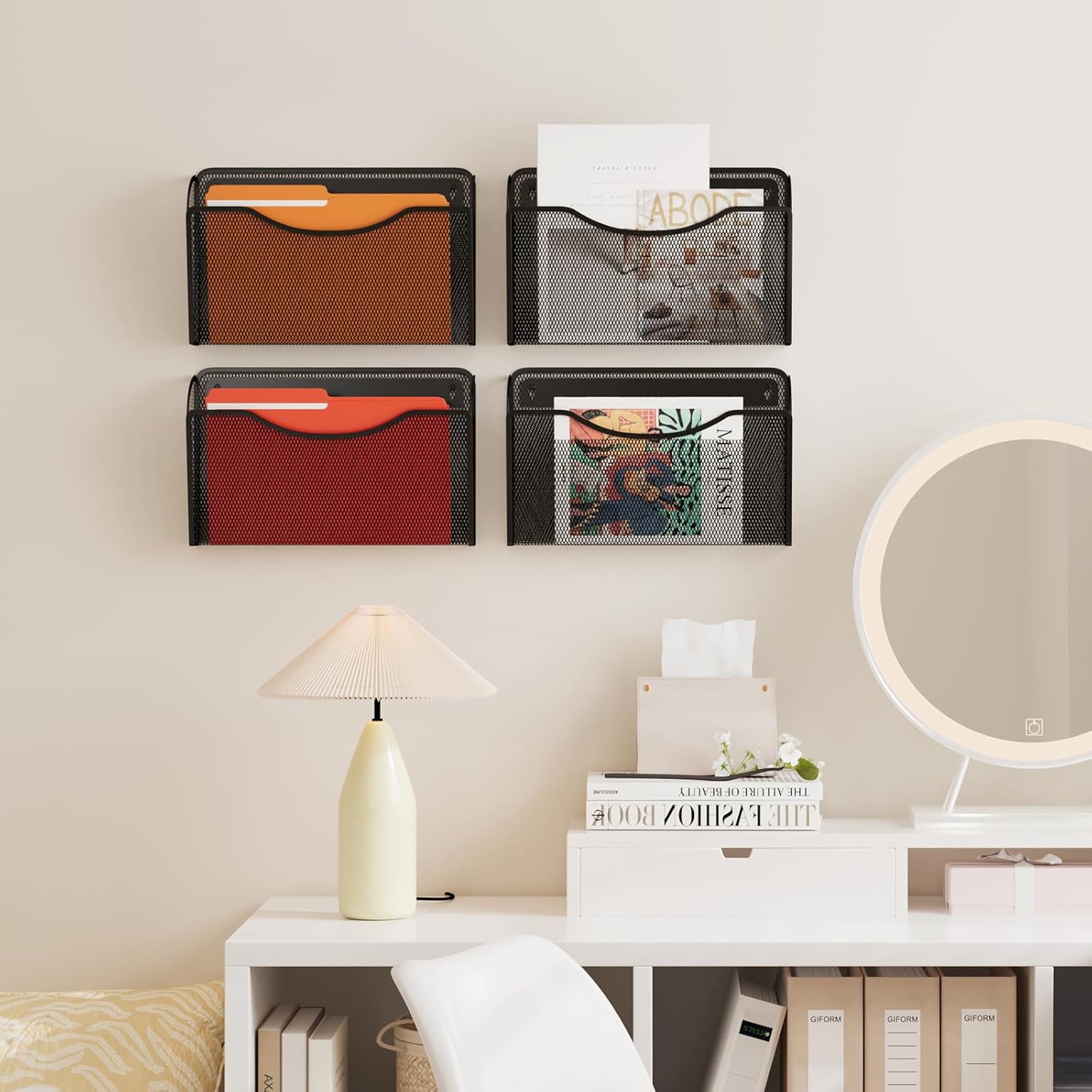 Wall File Organizer,Hanging Wall Mounted File Folder Binder Holder Mail Organizer for Office,Home and School Supplies - Image 6