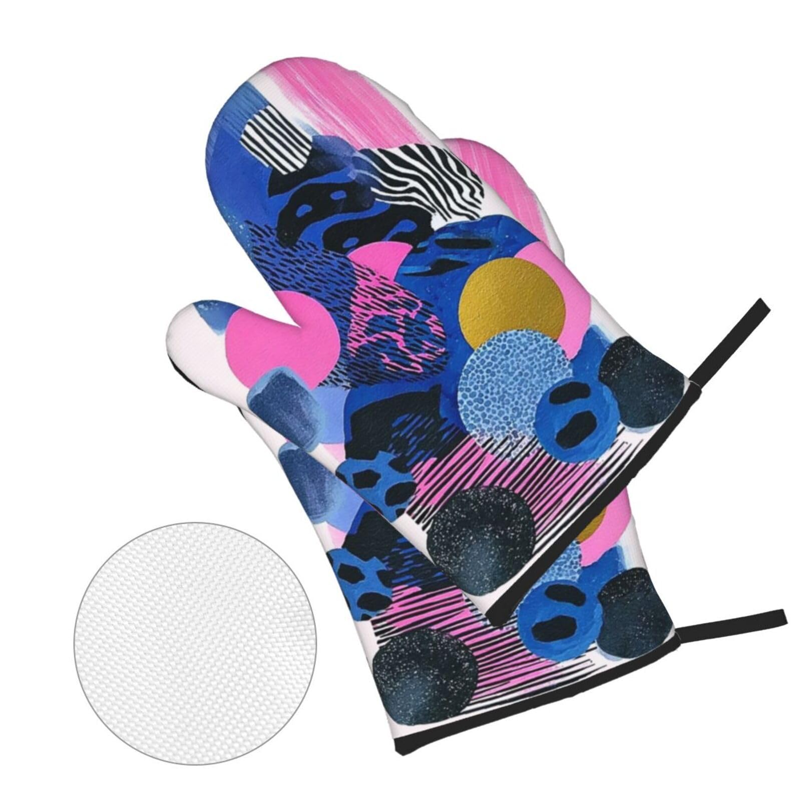 Guantes Horno Profesional Rosa Negro Manoplas Horno Almohadillas Aislantes Juego De 4 - Acolchado Resistente al Calor, Flexible,Cocina multipropósito