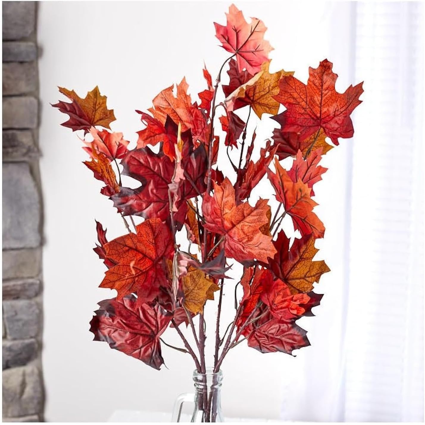 Factory Direct Craft Fall Artificial Maple Leaf Bush for Fall Flower Arrangements, Seasonal Wreaths, and Thanksgiving Centerpieces - 33 Inches High