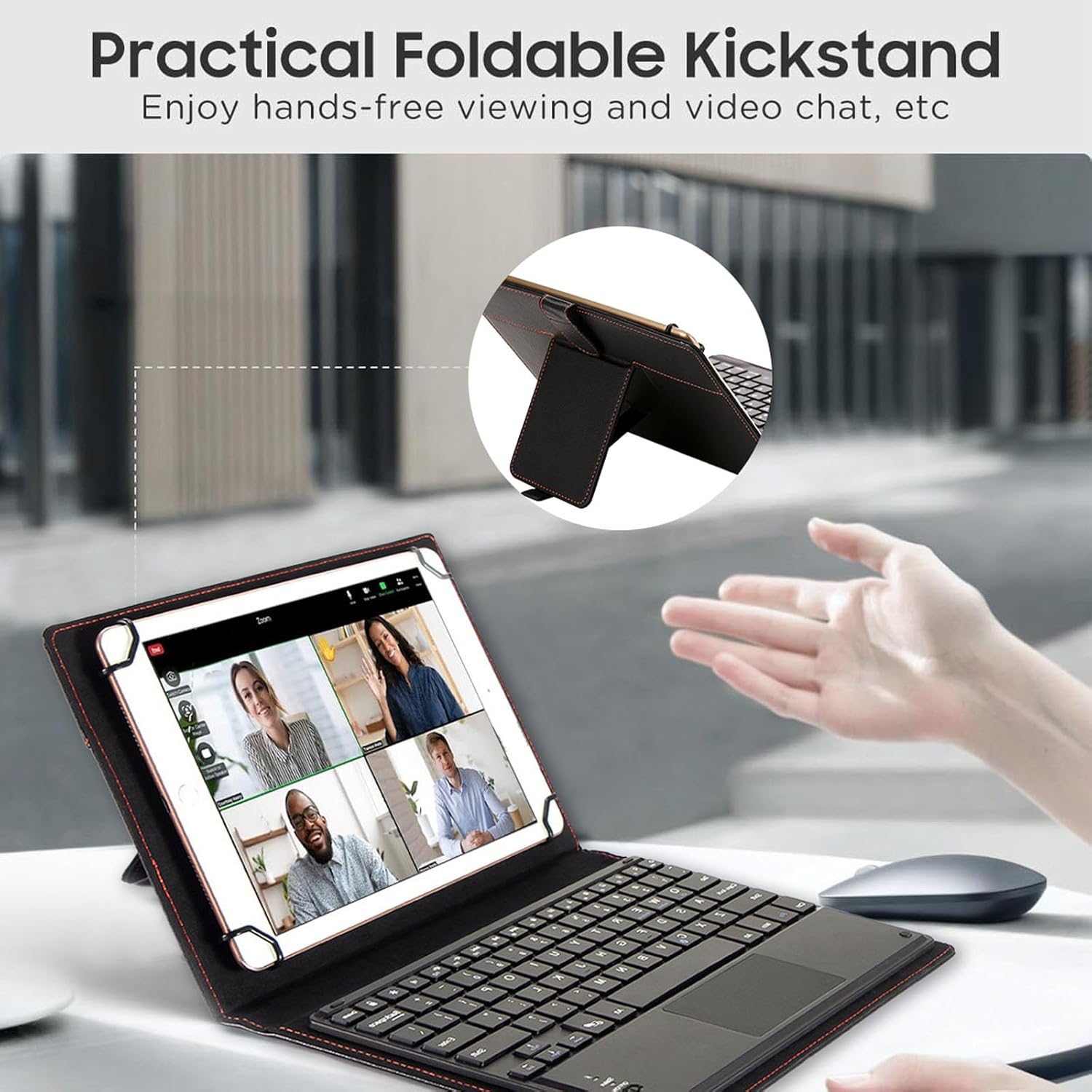 Universal Tablet Keyboard Case 9"-11" inch with Touchpad, 2-in-1 Bluetooth Wireless Keyboard Case, Stand Folio Tablet Case Protective Cover for 9",9.7",10.1",10.2",10.5",10.9",11"