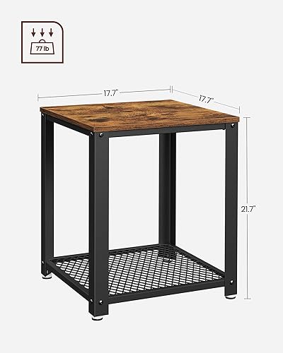 Miniatura 3 de VASAGLE ULET41X - Mesa auxiliar industrial de 2 niveles con estante de almacenamiento, resistente, fácil de montar, muebles decorativos de aspecto