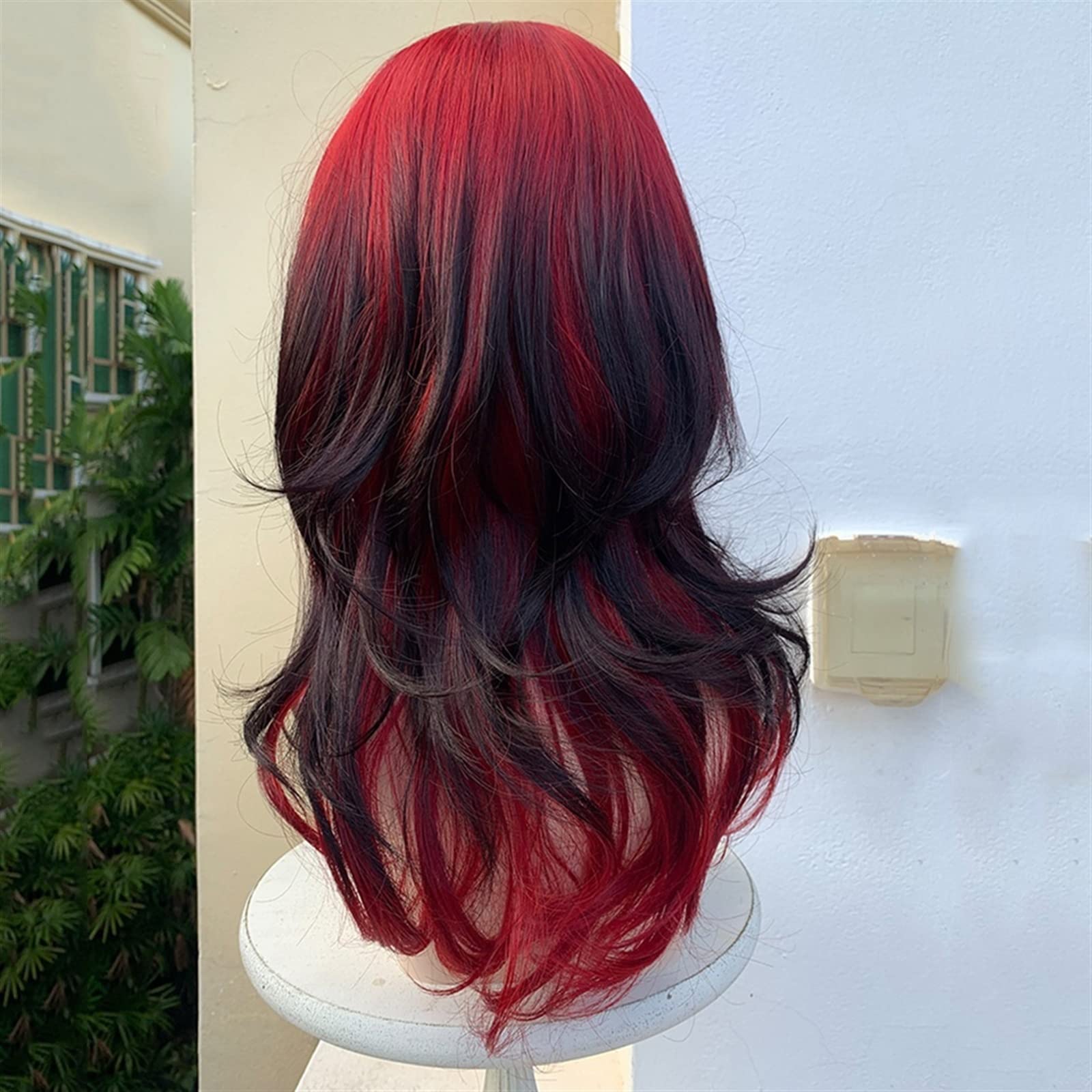 Peruki dla kobiet Peruki z lokami Długie Falowana Peruka syntetyczna grzywką Czerwony Gradient Czarny Lolita do cosplay Naturalne Termoodporny na Codzienny Kostium imprezowy Halloween