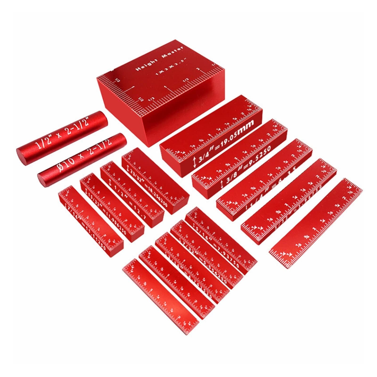 Bloki pomiarowe wysokości, 7 szt. Aluminiowych prętów konfiguracyjnych(Red)