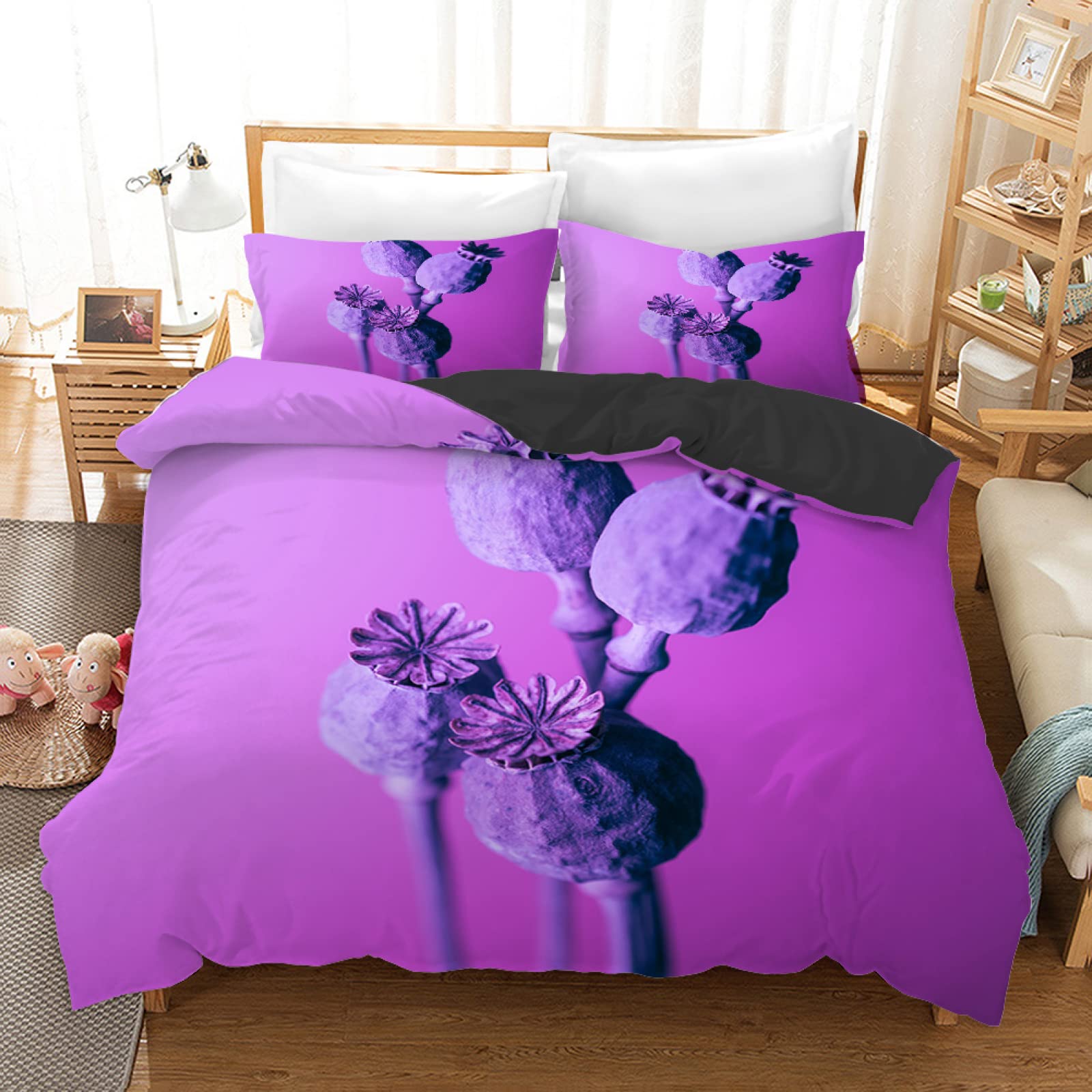 Housse de couette 160x200 microfibre avec 2 taies d'oreiller 65x65