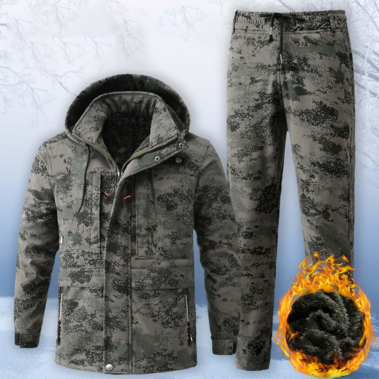 Tuta da Sci Outdoor da Uomo 2 Pezzi Tute Snowboard Tuta Combattimento Abbigliamento Militare Moda Invernale Impermeabile Mantieni Caldo Giacca Sci + Set Pantaloni Neve Sportiva