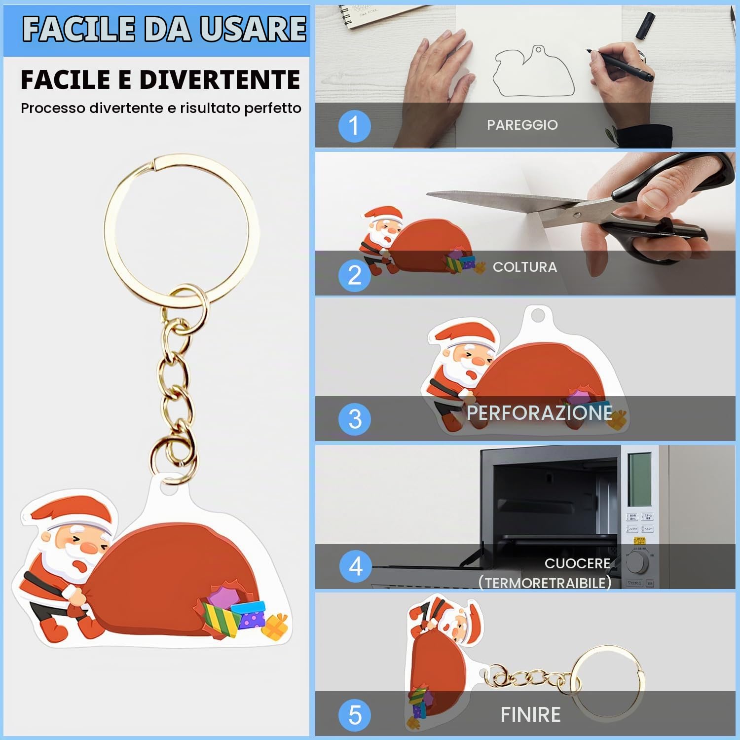 QIQN Kit di Fogli di Plastica 160 Pezzi Shrink Plastica Termoretraibile per Ornamenti Fai-da-Te Artigianato Creativo Stampa Badge Gioielli Pendenti (25)