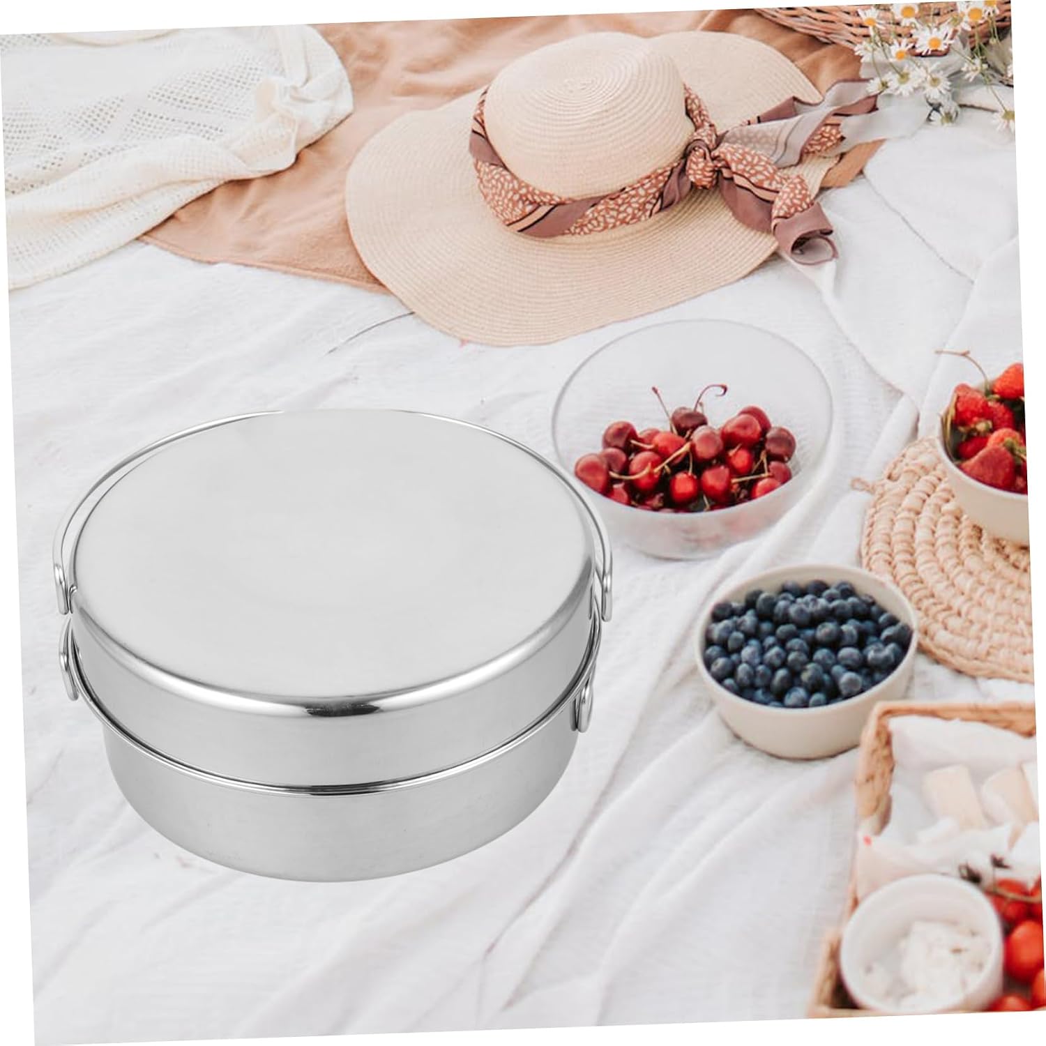 2-3 Person Camping Cooking Set Stainless Steel Pot Pan Set Outdoor Cookware Picnic Pot Pan Portable Cooking Utensils