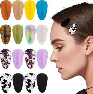 HINZIC 16pcs Teardrop No Bend Hair Clips Tiny Small No Crease Bangs Creaseless Hair Clips Flat Duckbill Acrylic Resin Barrettes for Women Girls Makeup Hairstyle Accessories
