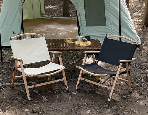 Miniatura 8 de UNISTRENGH Silla de camping plegable de madera, portátil, de madera de haya, para exteriores, para viajes por carretera, pesca, playa, patio y patio