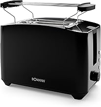 Bomann® Toaster 2 Toast Slots, Toaster with Bun Attachment, Toaster 2 Slices with Lift Function, Toster with Defrosting and Warming Function, for Rolls and Toast, TA 6065 CB Black
