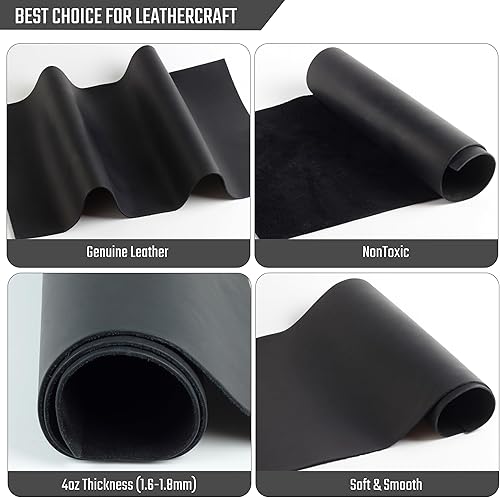 Miniatura 3 de Toprank - Hojas de cuero curtido vegetal de 12 x 12 pulgadas para manualidades (0.087 in), cuero vegetal bronceado de grano completo, cuero de grano