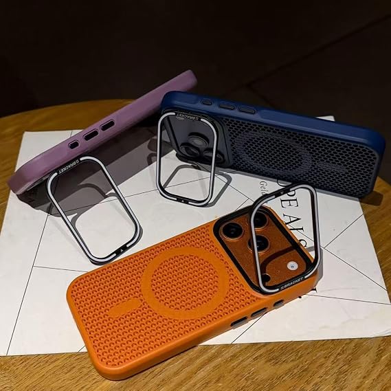 For iPhone 15 Pro用 カメラマウント付きメッシュ冷却ケース ワイヤレス充電対応 耐衝撃カバー（For iPhone 15 Pro用/グリーン）