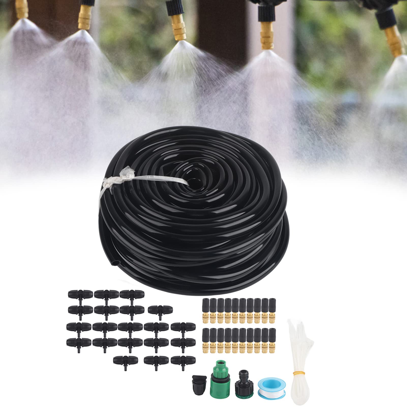 Sistema di Irrigazione da Giardino, Tubo da 20 M, Combinazioni da 20 Pezzi, Kit di Irrigazione a Goccia, Nebulizzazione per Irrigazione E Ugelli in Rame
