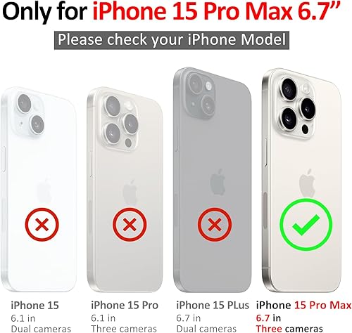 Miniatura 2 de Varikke Funda para iPhone 15 Pro Max con soporte, soporte magnético vertical y horizontal, correa de mano, funda protectora para iPhone 15 Pro Max