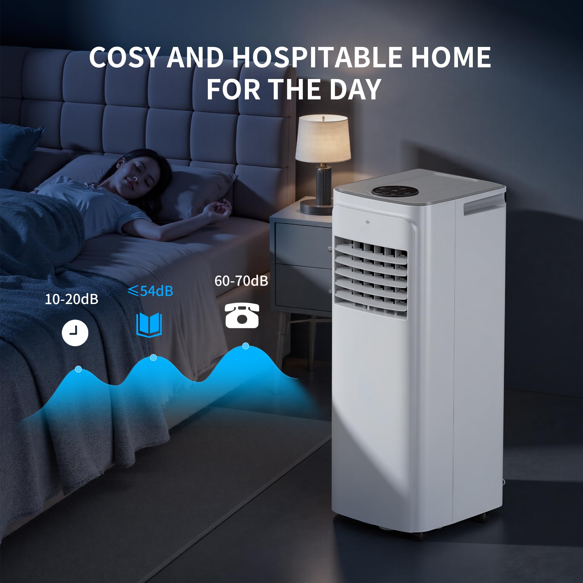 3-in-1 tragbarer Klimaanlage mit einer Leistung von 12.000 BTU – ELECCI Mobile Air Conditioning: Kühlfunktion, Entfeuchtung, Ventilatormodus für den Homeoffice-Bereich, Klimagerät mit 24-Stunden-Timer