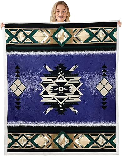 Miniatura 8 de Manfei Manta azteca nativa americana para decoración de habitación de niños y niñas, manta retro tribal geométrica bohemia para sofá, manta de forro